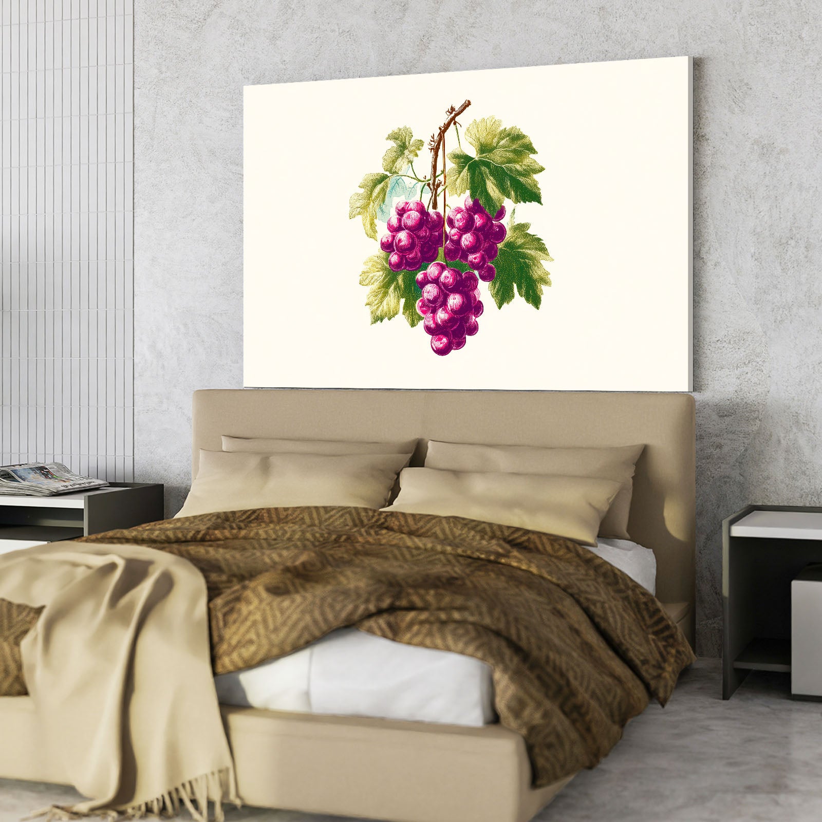 Botanical Grape Cluster Fruit Wall Decor – styled in a furnished interior