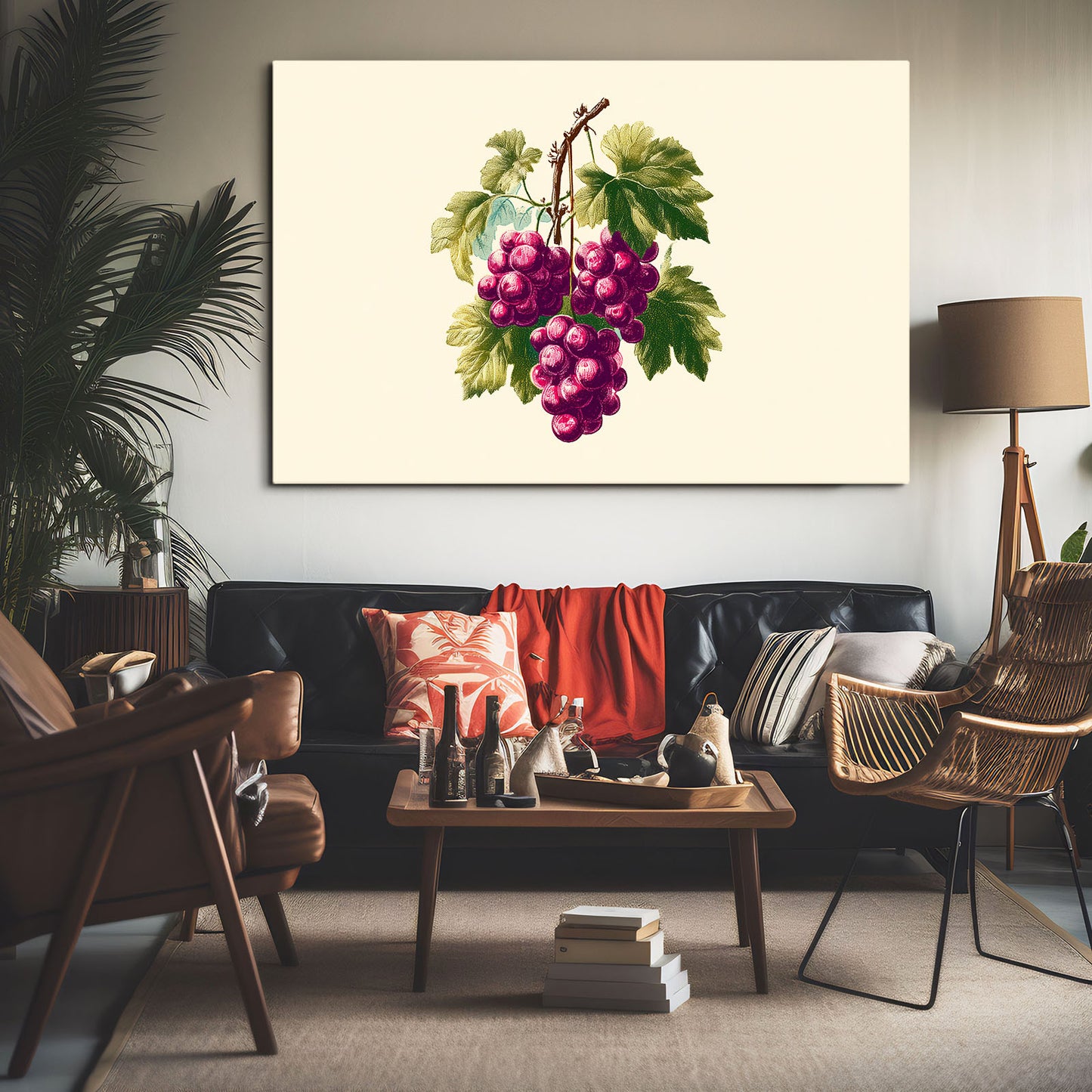 Botanical Grape Cluster Fruit Wall Decor – styled in a furnished interior