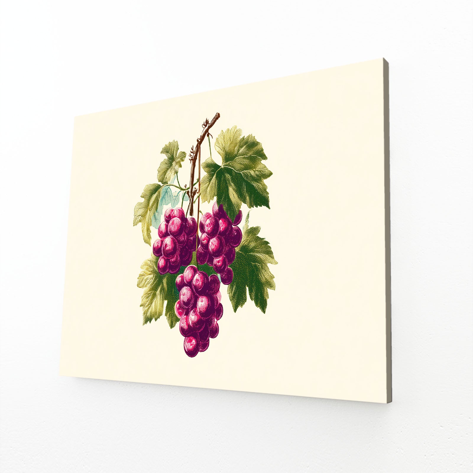 Botanical Grape Cluster Fruit Wall Decor – angled canvas view on white background