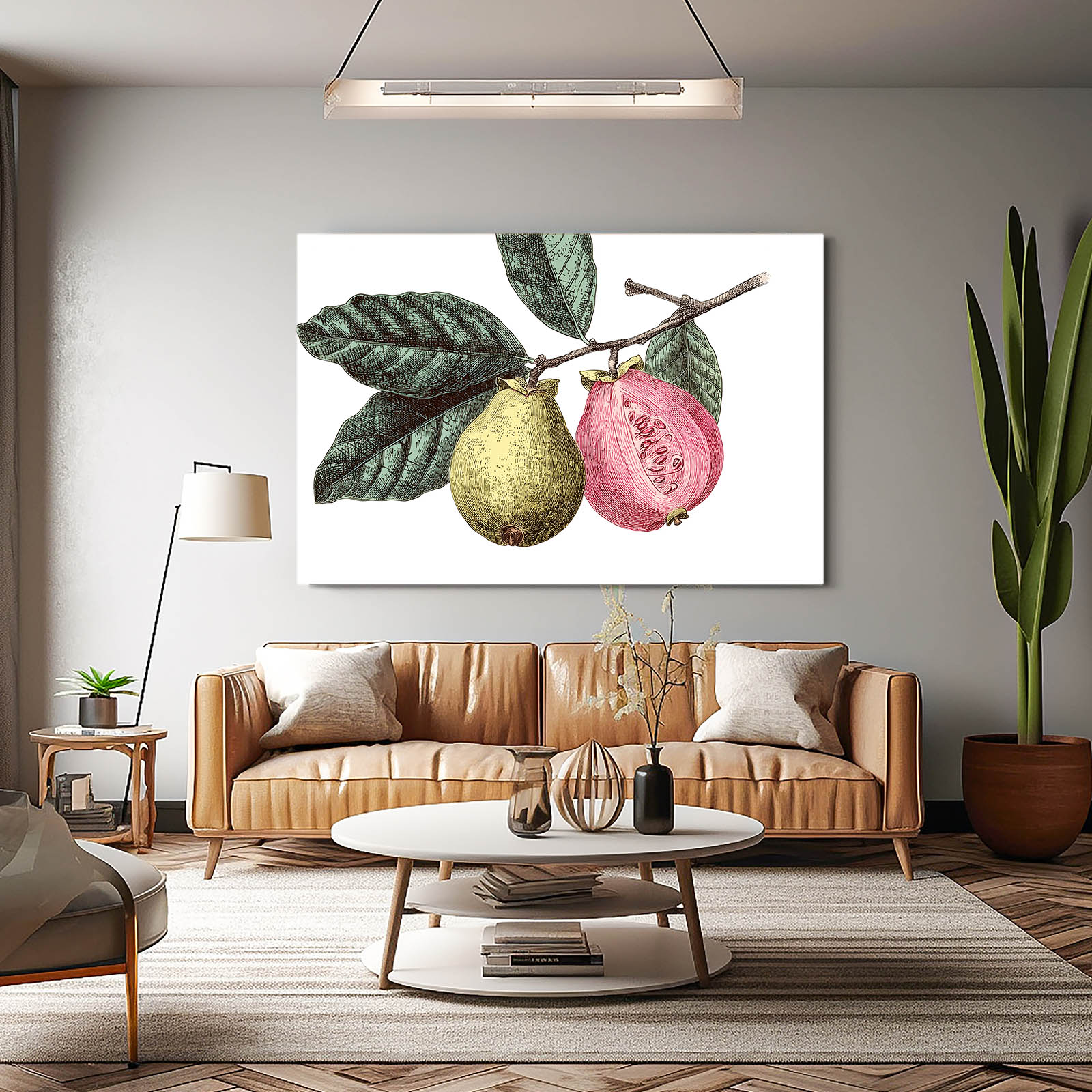 Botanical Pear Guava Fruit Wall Decor – styled in a furnished interior