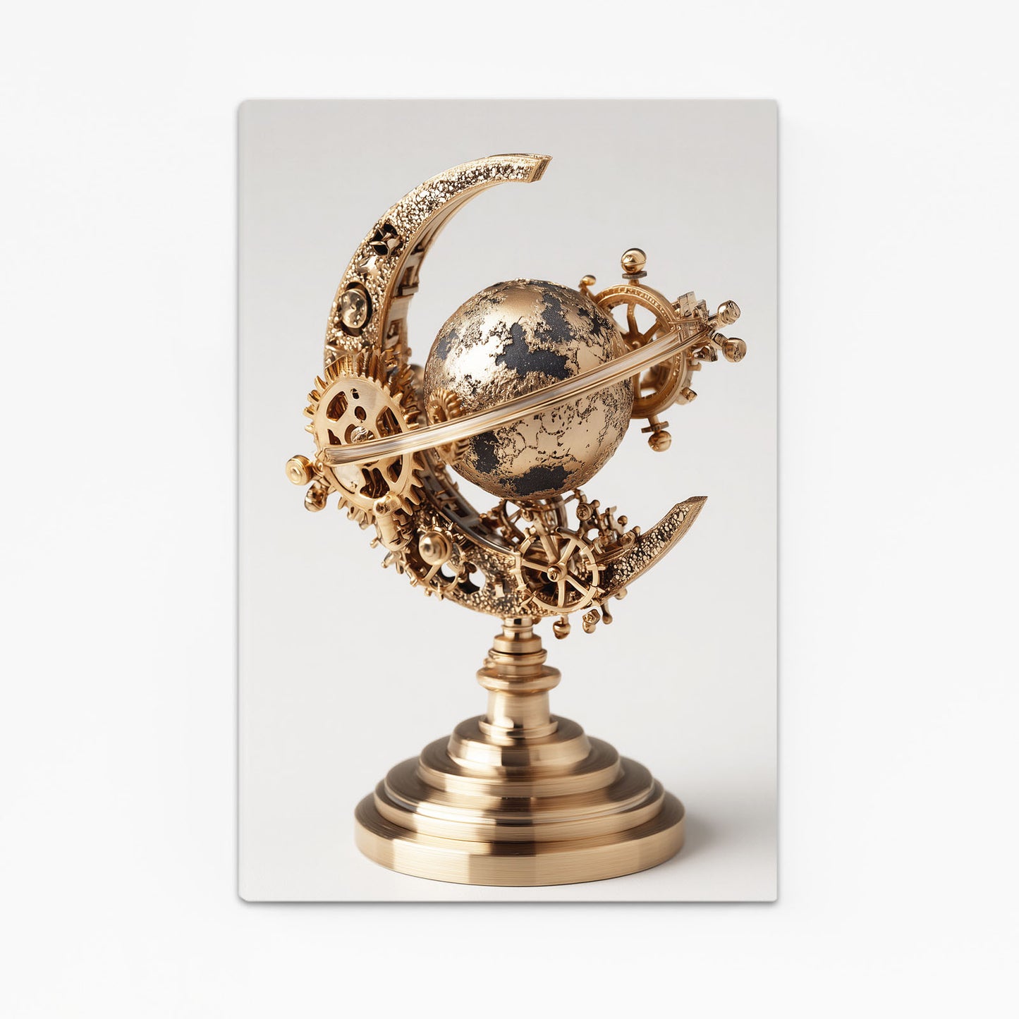 Brass Crescent Globe Steampunk Wall Art – brass crescent globe steampunk canvas print