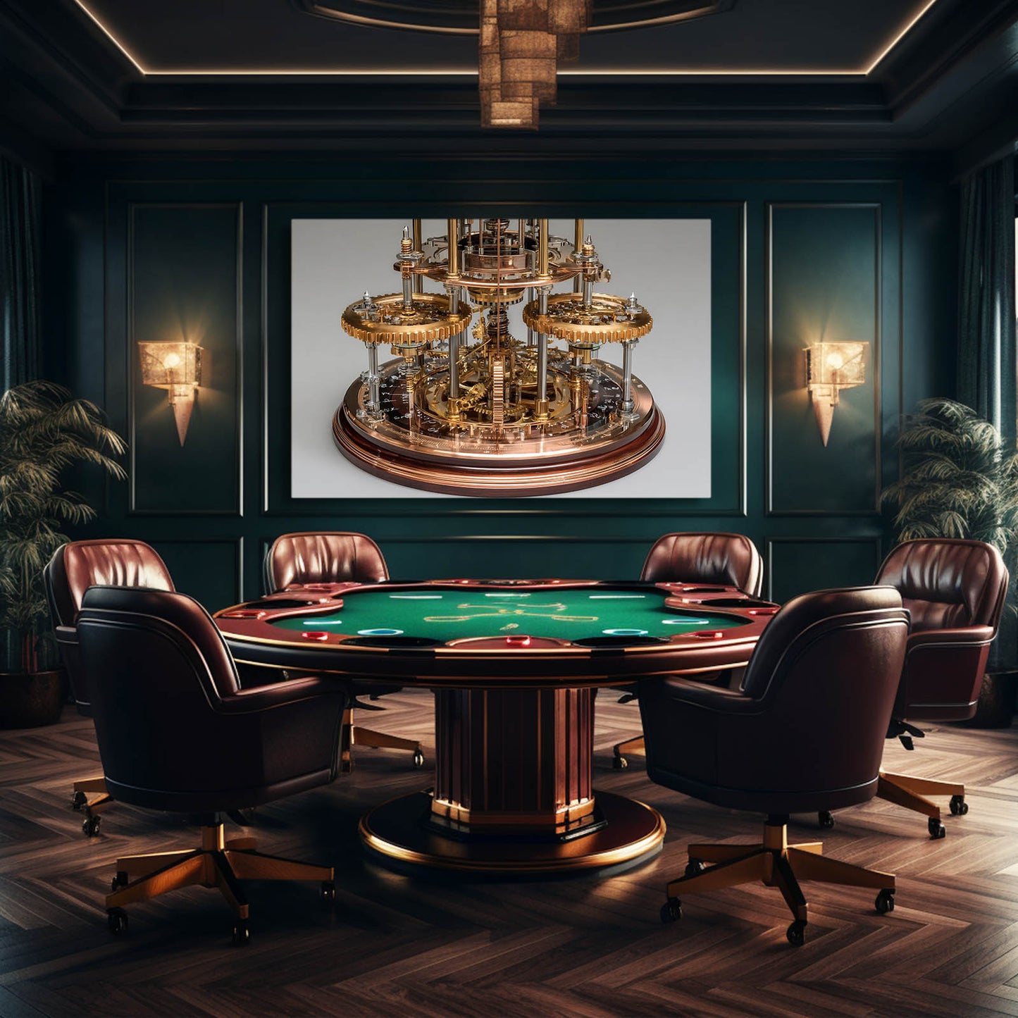 Brass Orrery Dome Steampunk Art – styled in a furnished interior