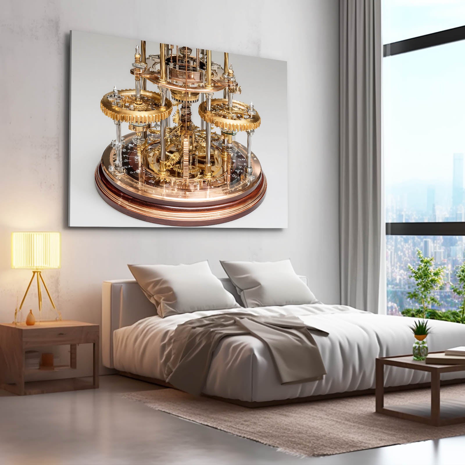 Brass Orrery Dome Steampunk Art – styled in a furnished interior