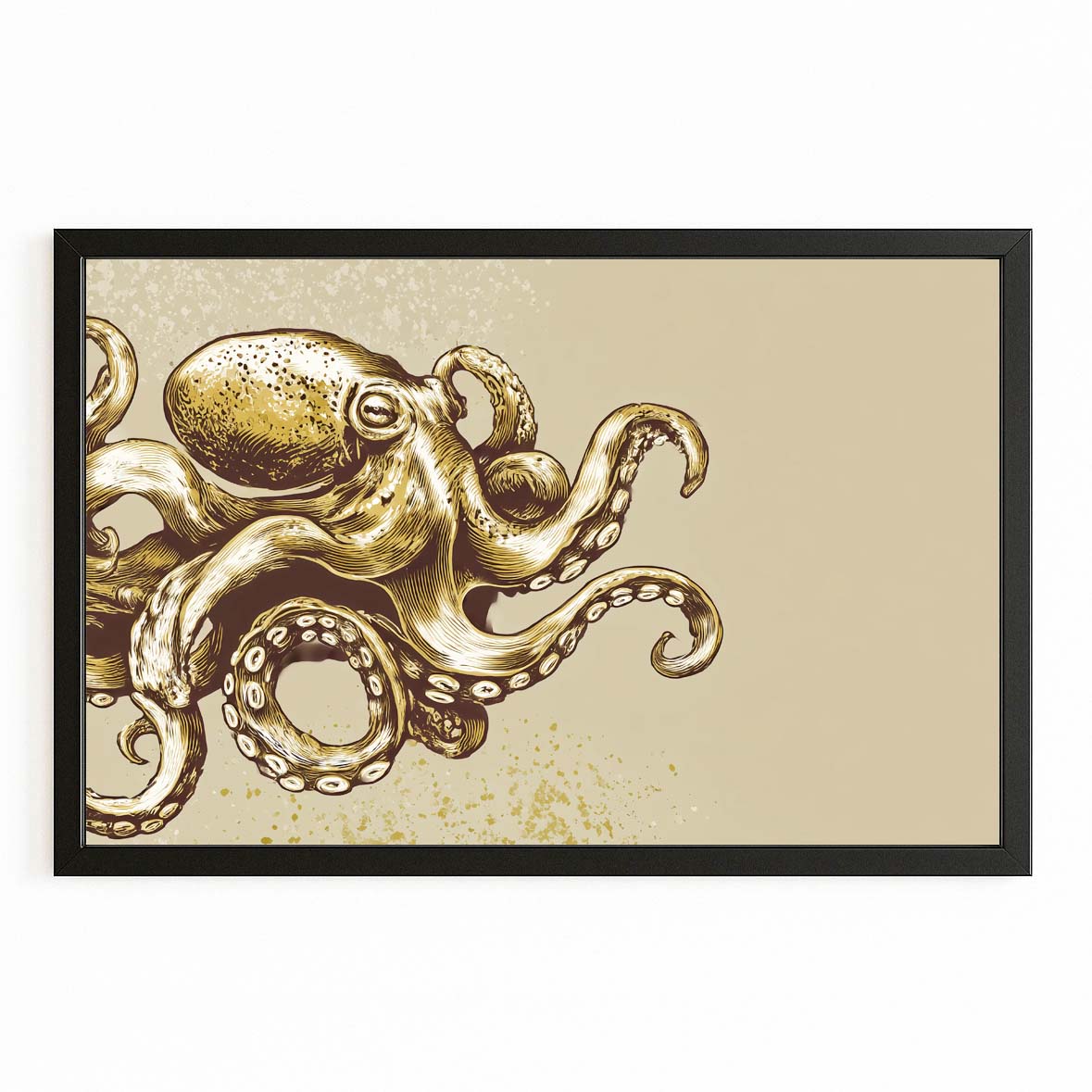 Brass Relief Octopus Prints – with Premium Black frame on white background
