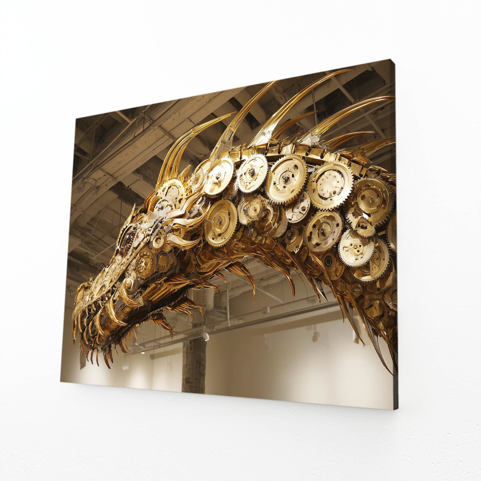 Brass Serpent Skeleton Steampunk Canvas – angled canvas view on white background