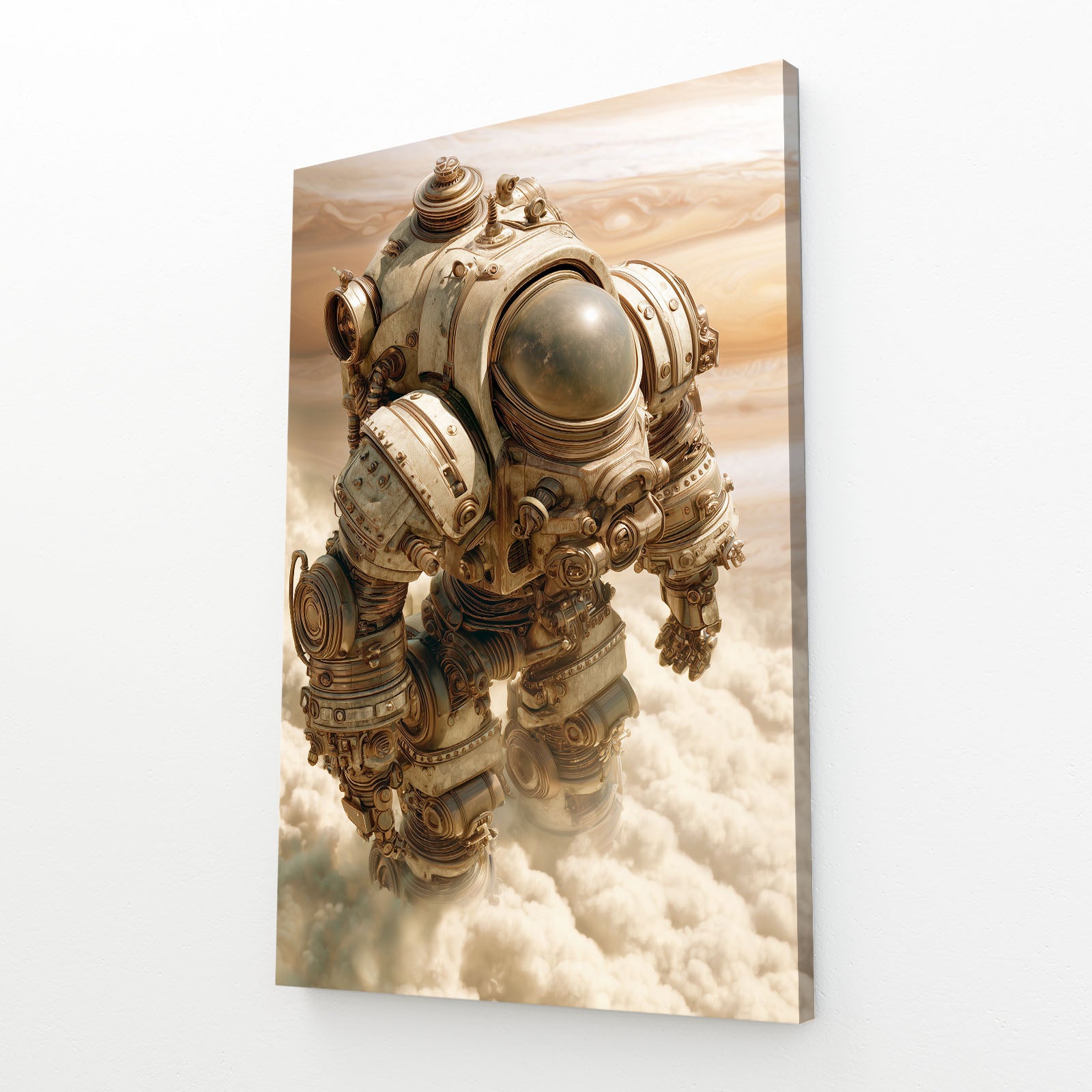 Brass Sky Diver Steampunk Prints – angled canvas view on white background
