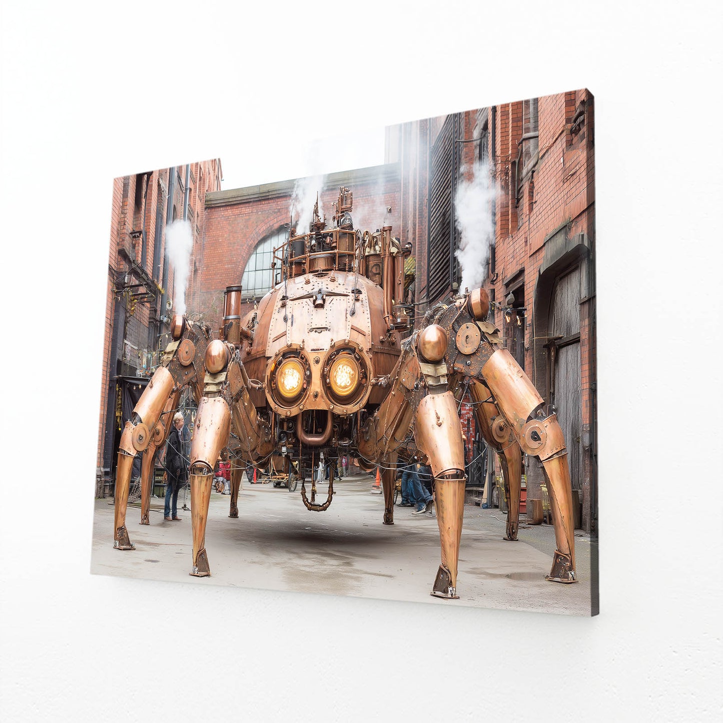 Brass Street Mechs Steampunk Canvas Art – angled canvas view on white background