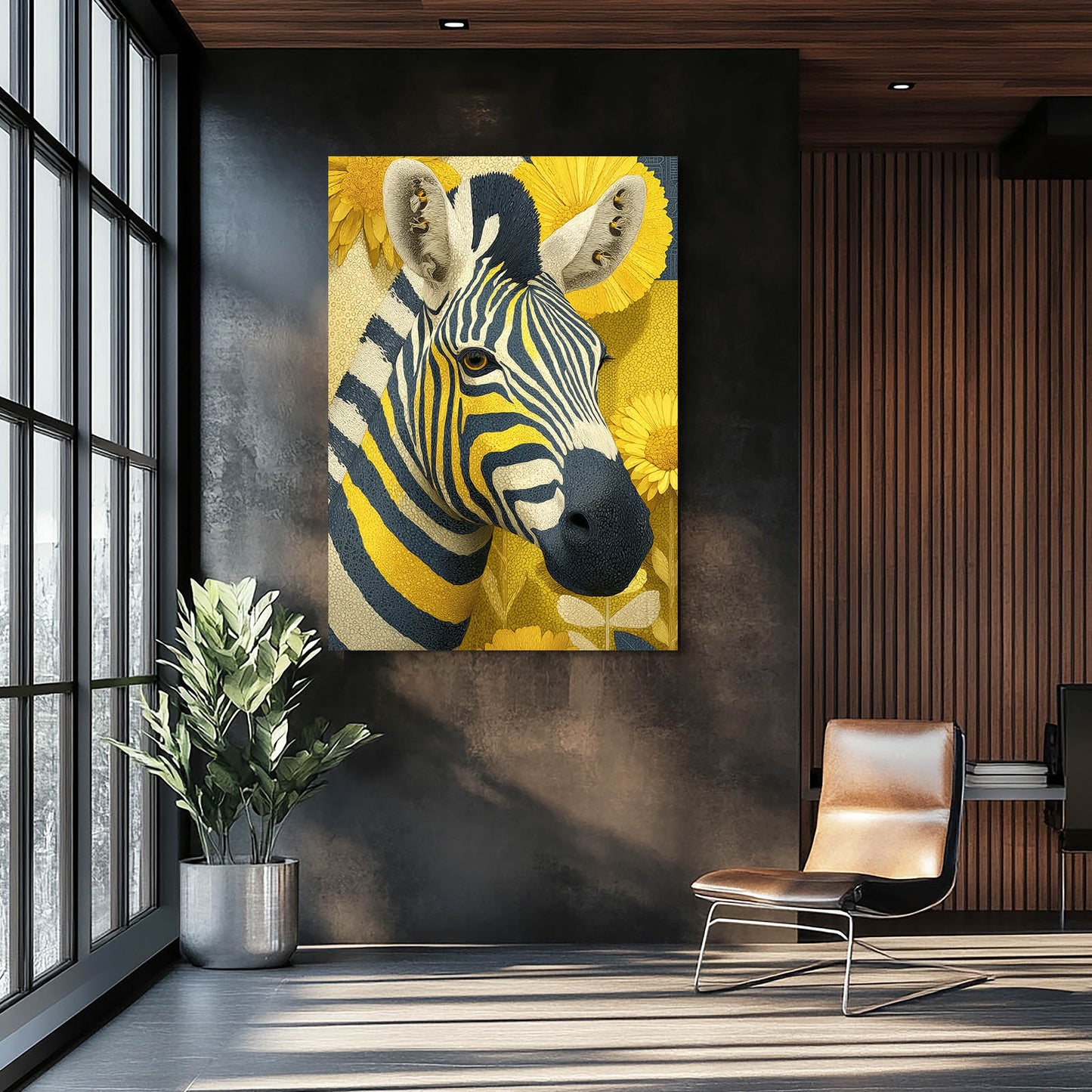 Bright Zebra Wall Art – styled in a furnished interior
