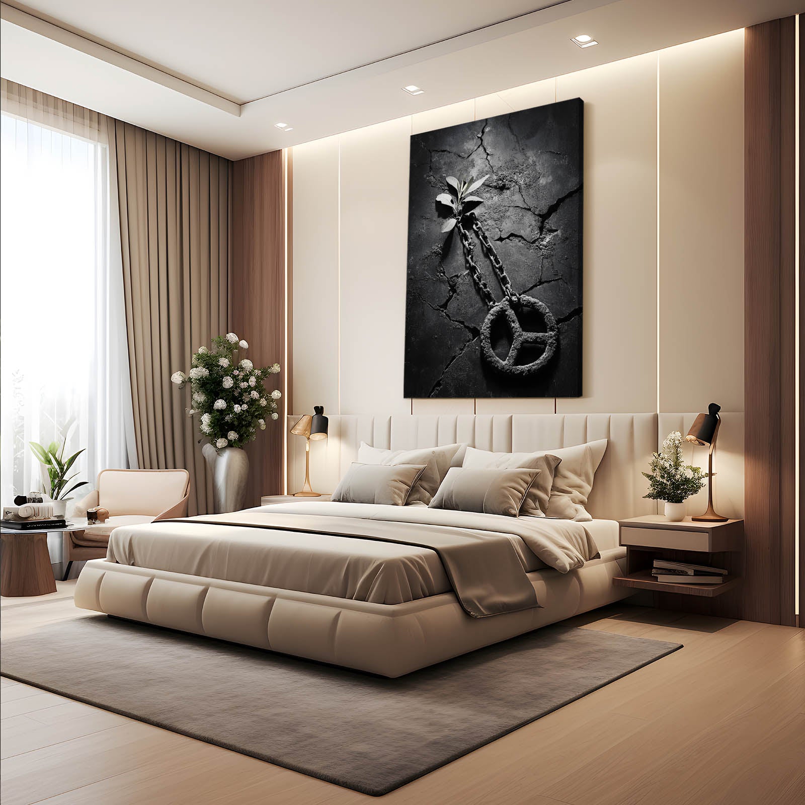 Broken Chains Peace Wall Art – styled in a furnished interior