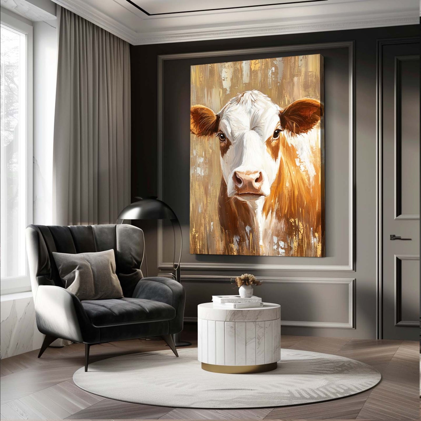 Brown Cow Canvas – angled canvas view on white background
