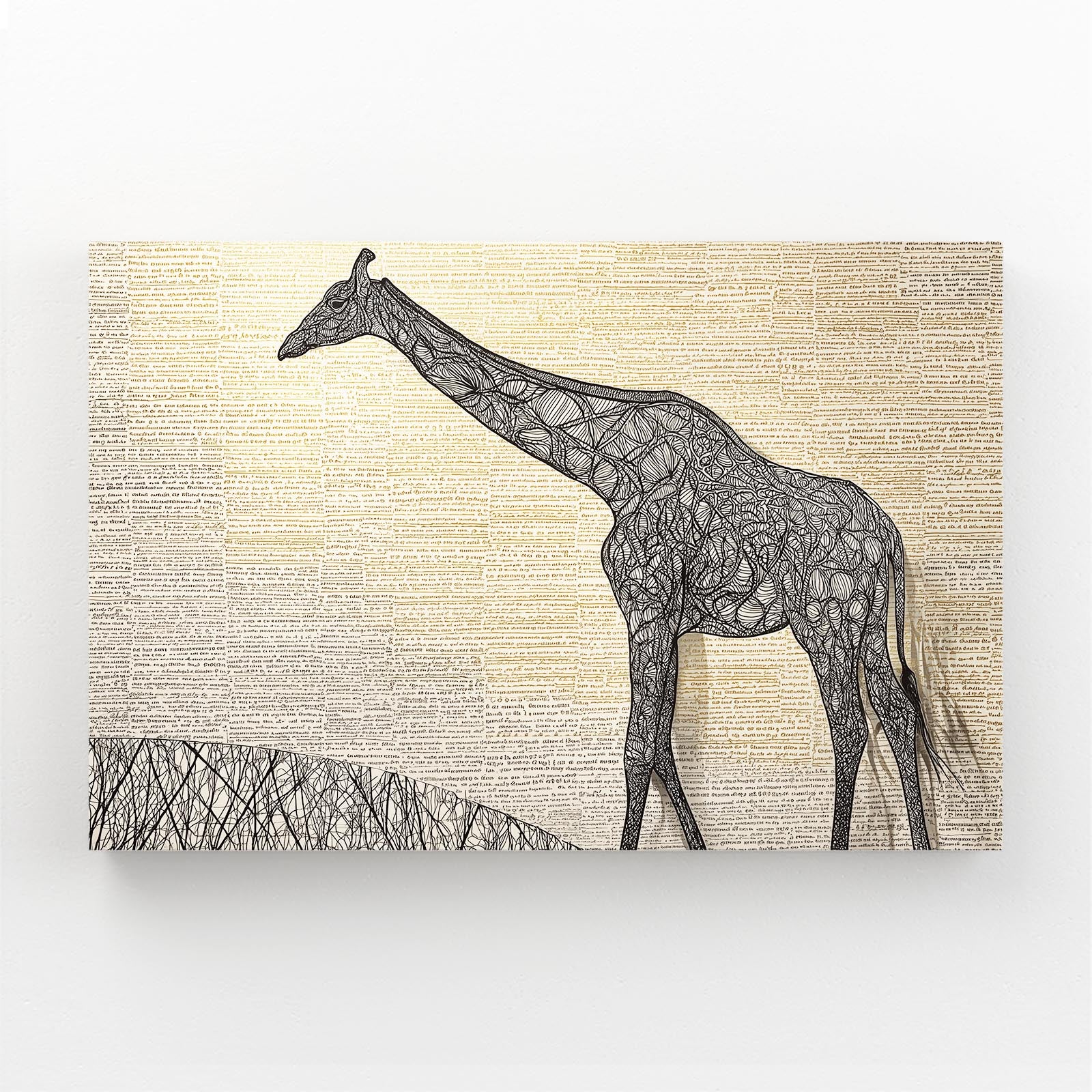Giraffe illustration on a textured beige background