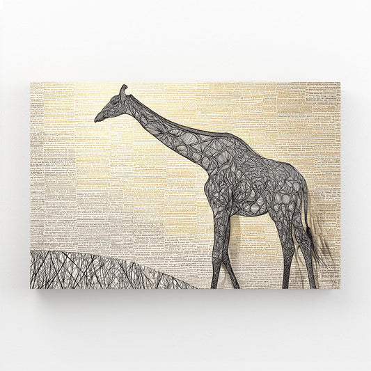 Giraffe illustration on a textured beige background