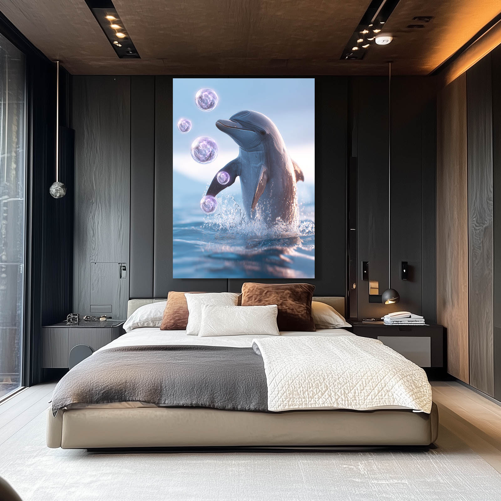 Bubble Play Dolphin Wall Art – styled in a furnished interior