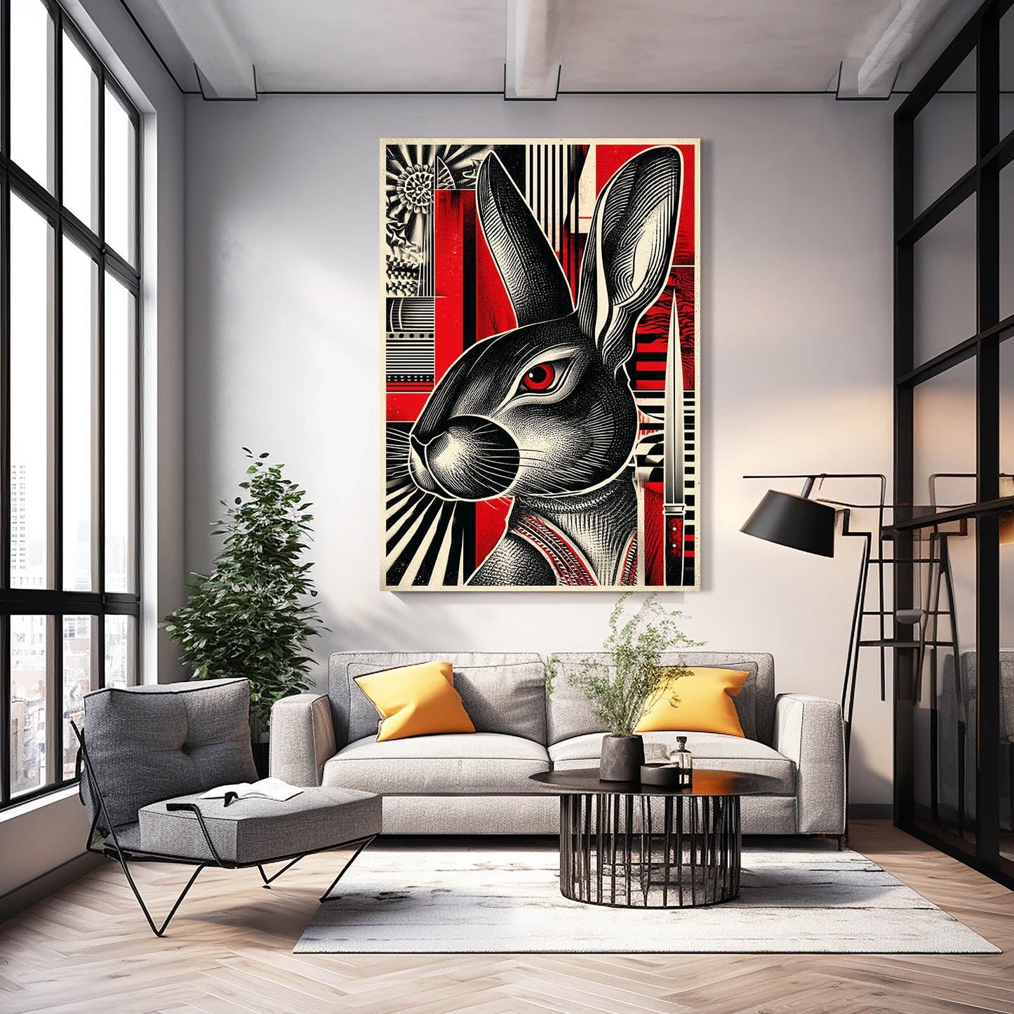 Bunne Rabbit Canvas Art – angled canvas view on white background