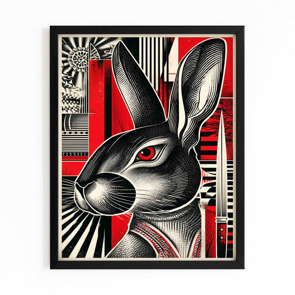 Bunne Rabbit Canvas Art – with Premium Black frame on white background
