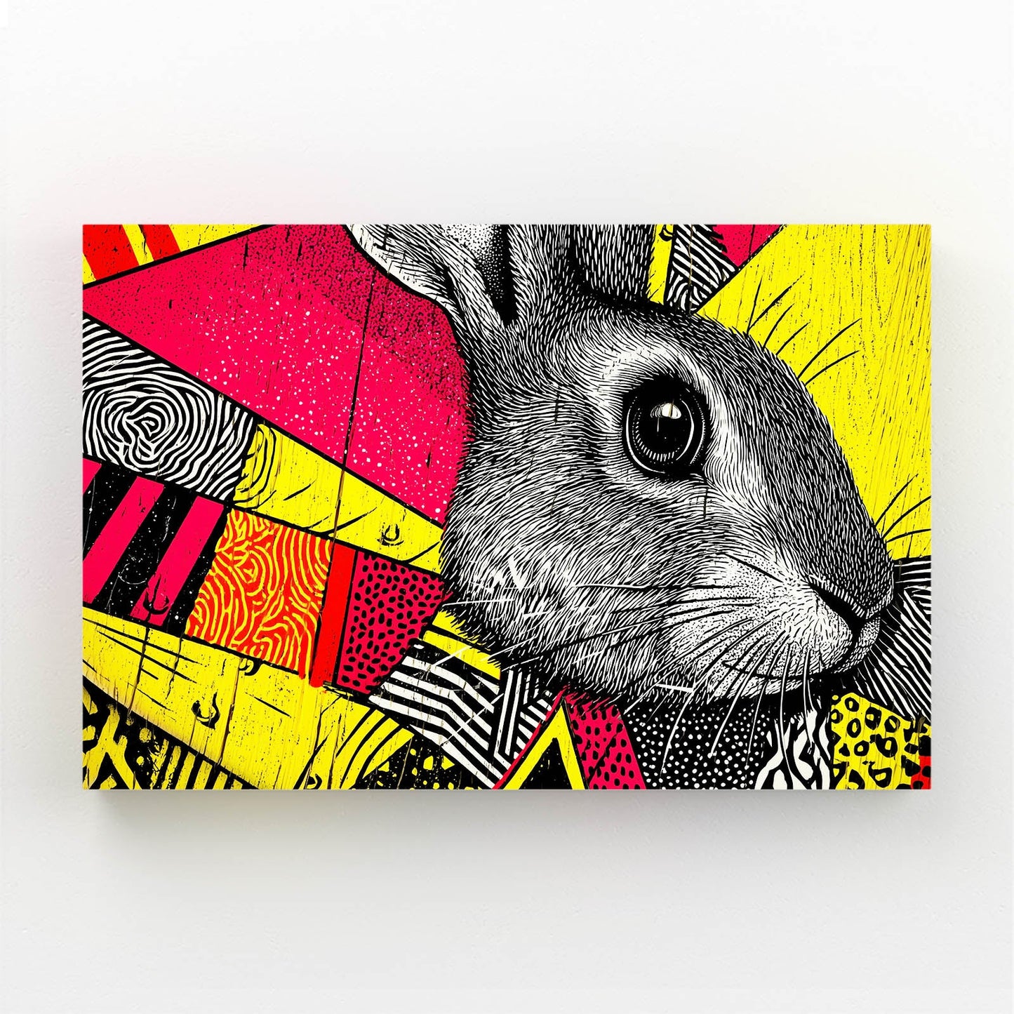 Bunny Art – angled canvas view on white background