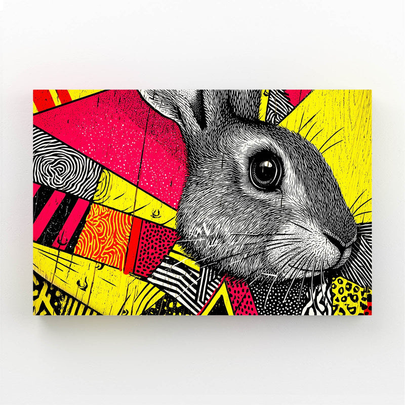 Bunny Art – angled canvas view on white background