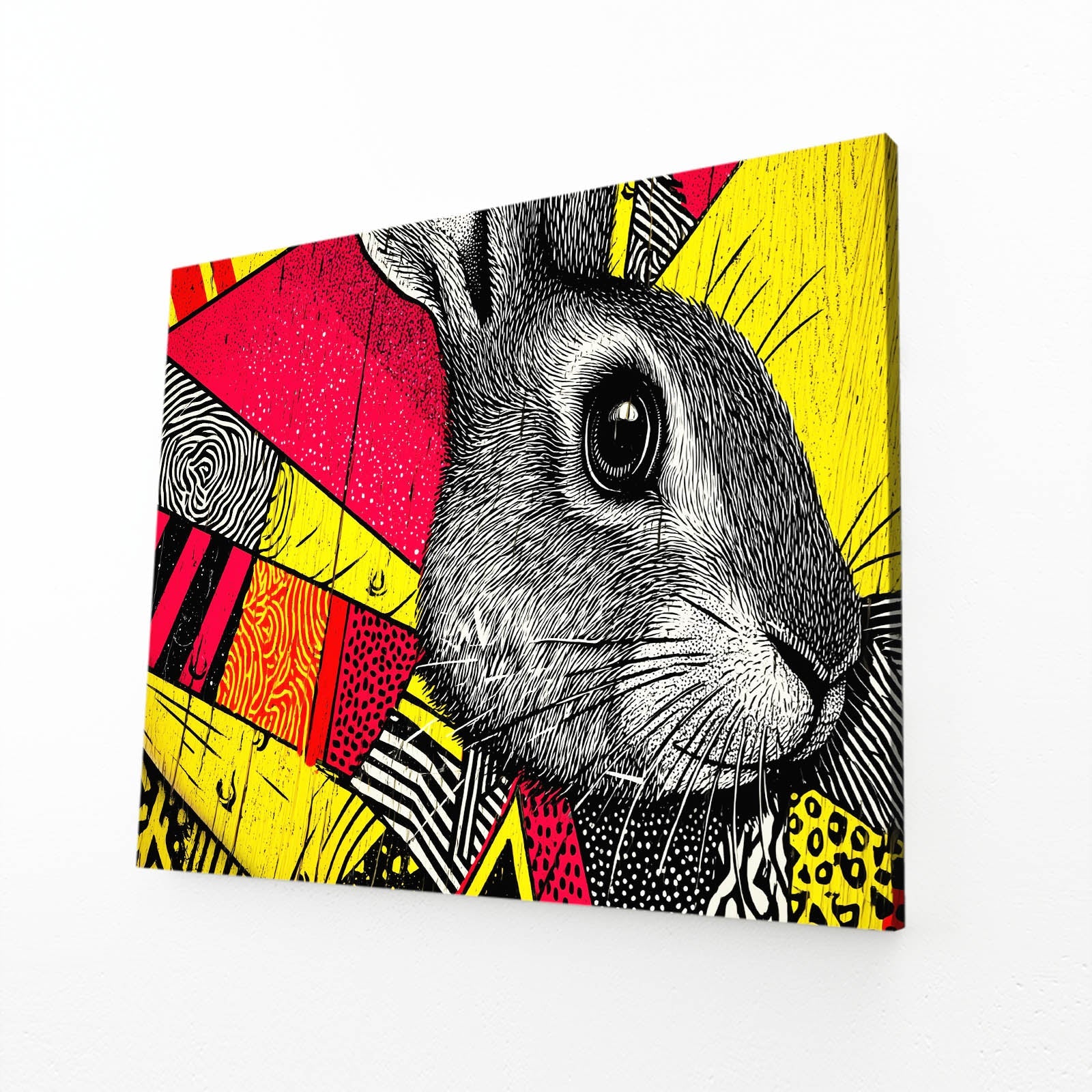 Bunny Art – angled canvas view on white background
