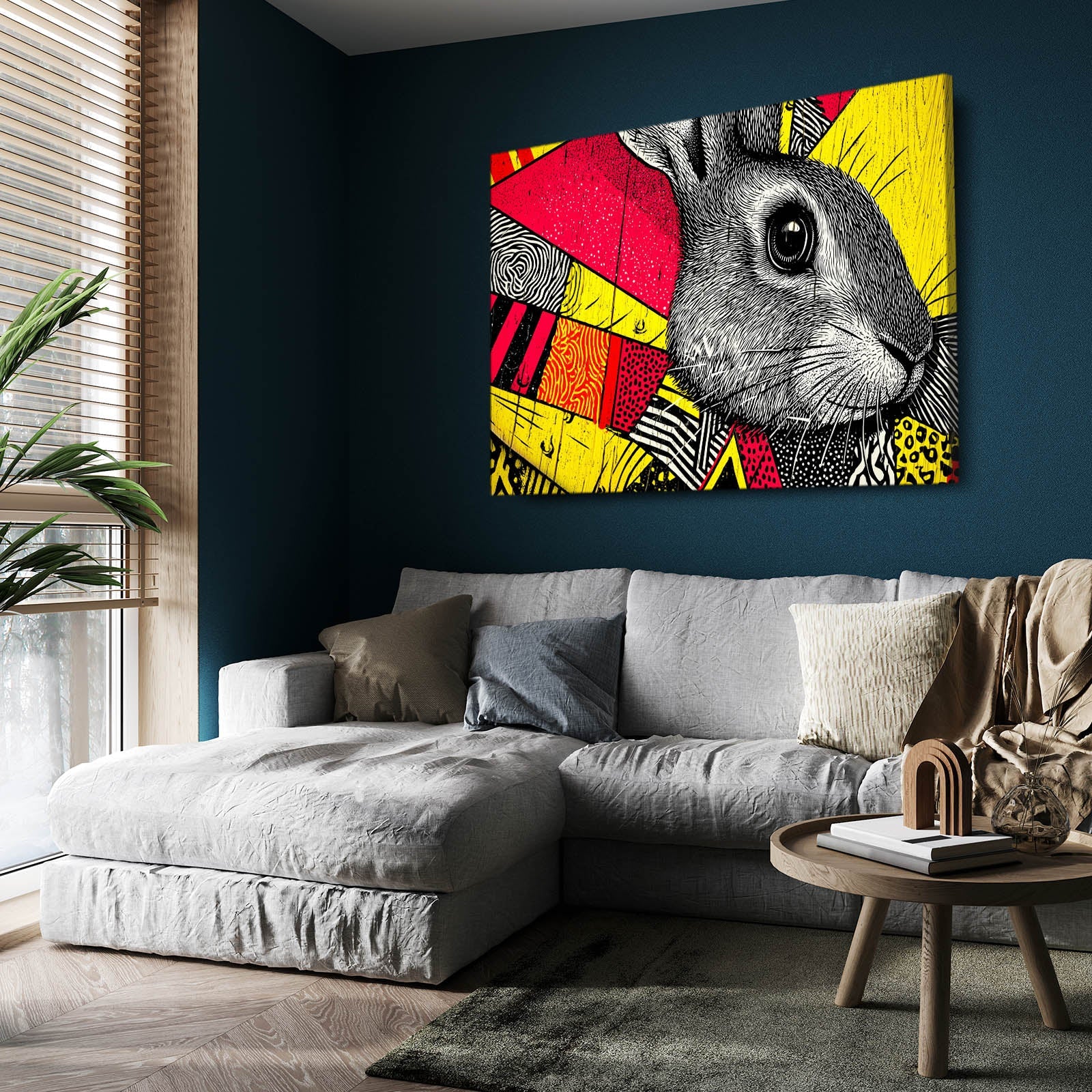 Bunny Art – angled canvas view on white background