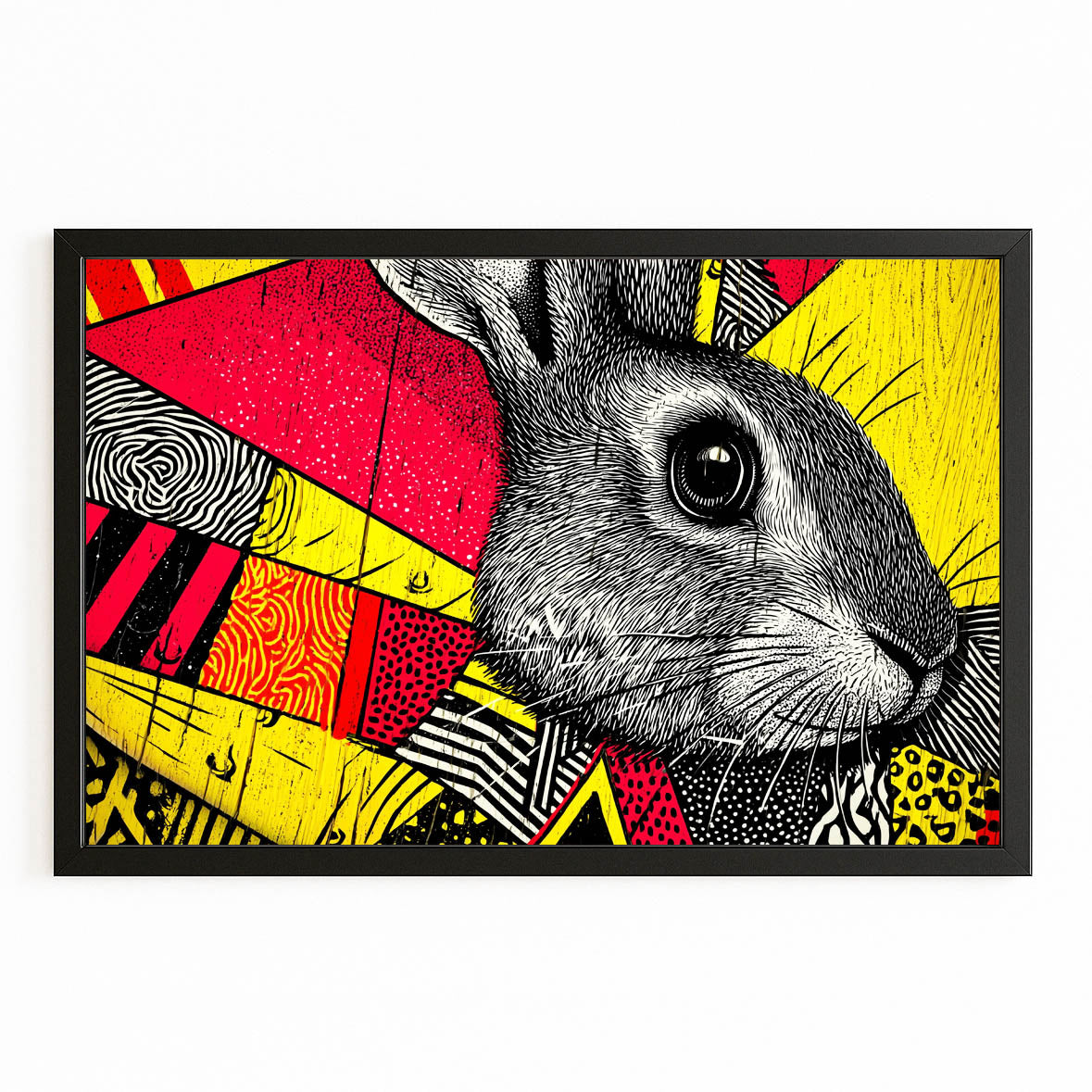 Bunny Art – with Premium Black frame on white background