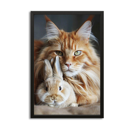 Bunny Buddy Cat Wall Art – canvas print on white background