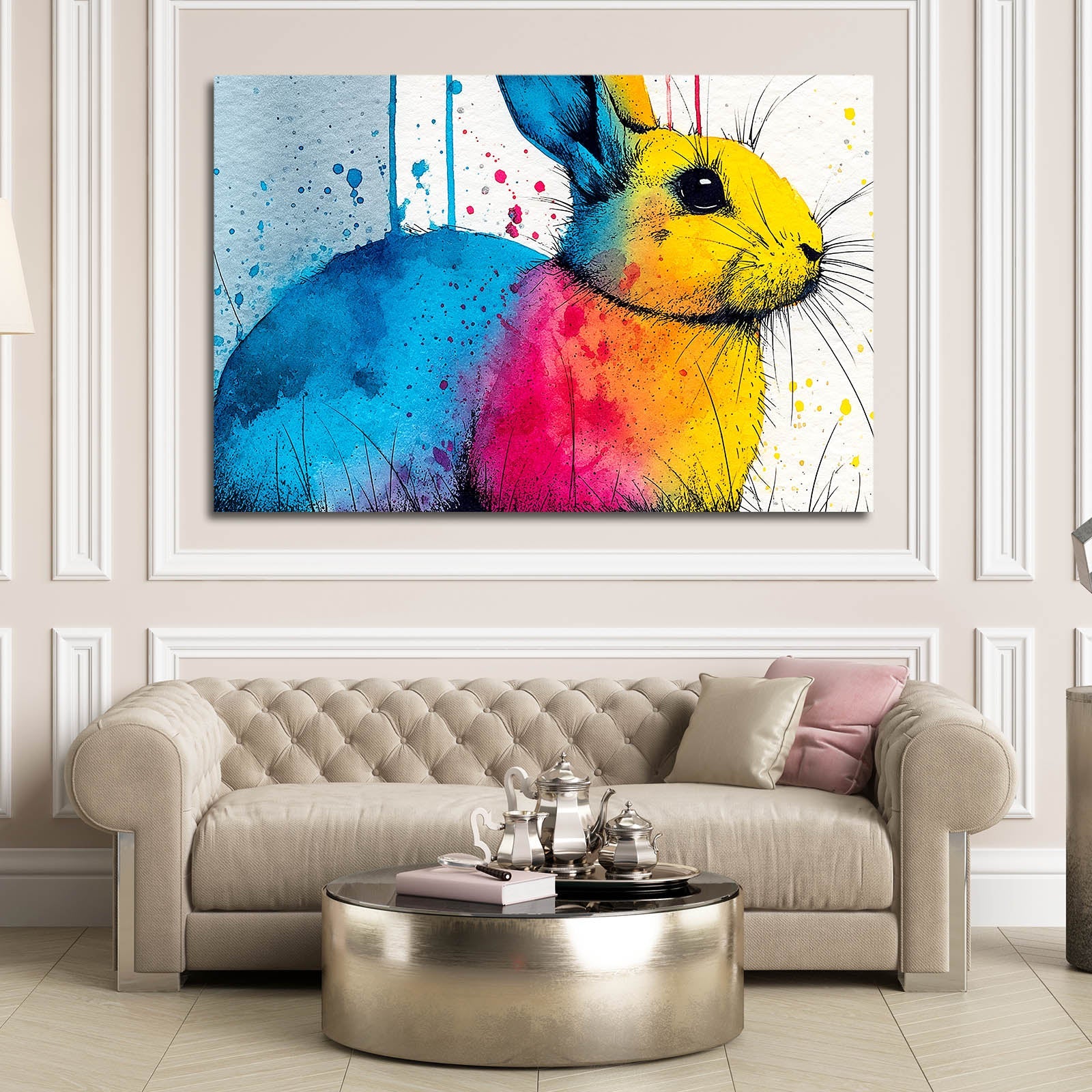 Bunny Canvas – angled canvas view on white background