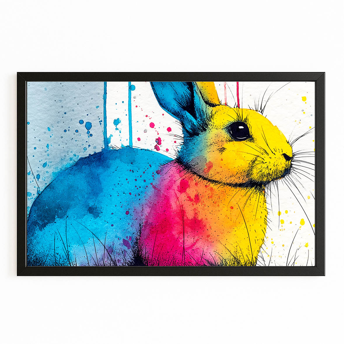 Bunny Canvas – with Premium Black frame on white background