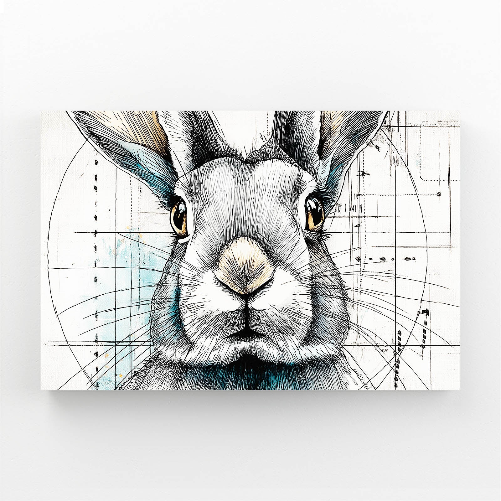 Bunny Prints – angled canvas view on white background