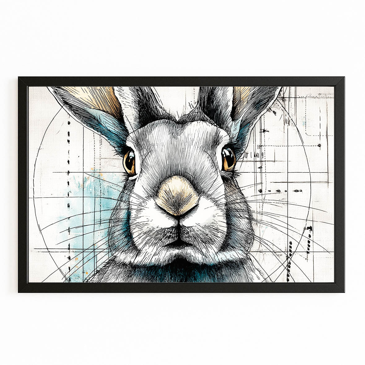 Bunny Prints – with Premium Black frame on white background