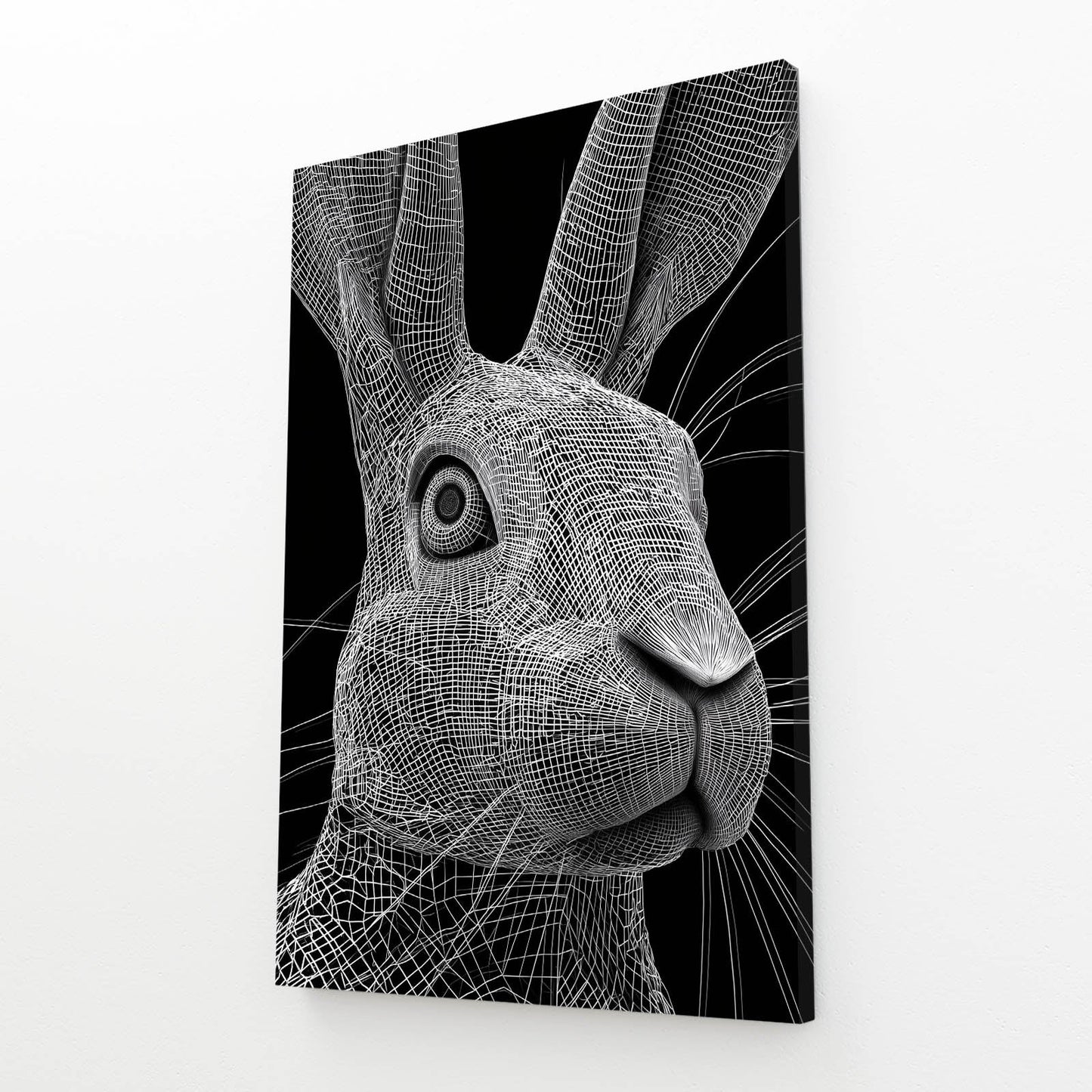 Bunny Wall Art – angled canvas view on white background