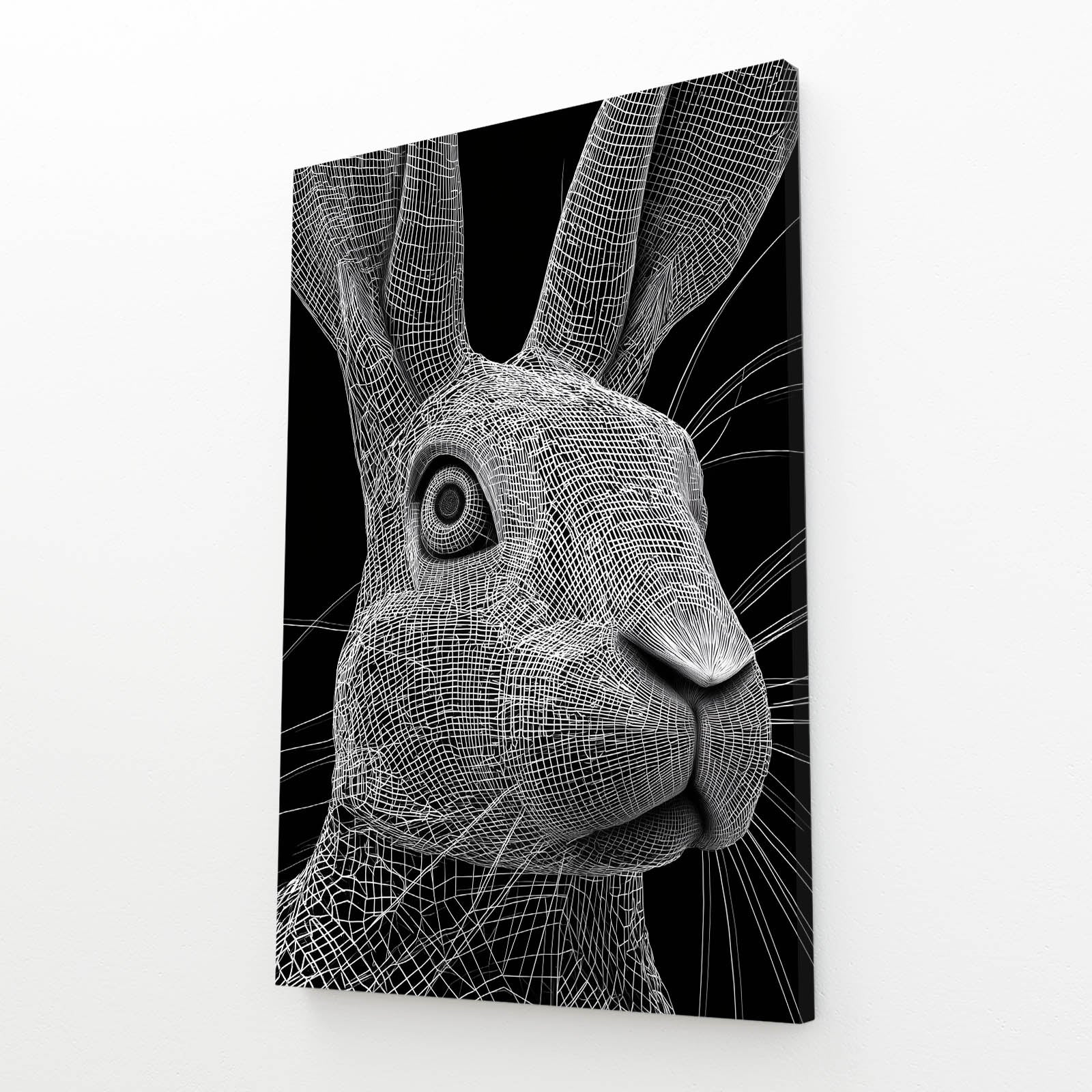 Bunny Wall Art – angled canvas view on white background
