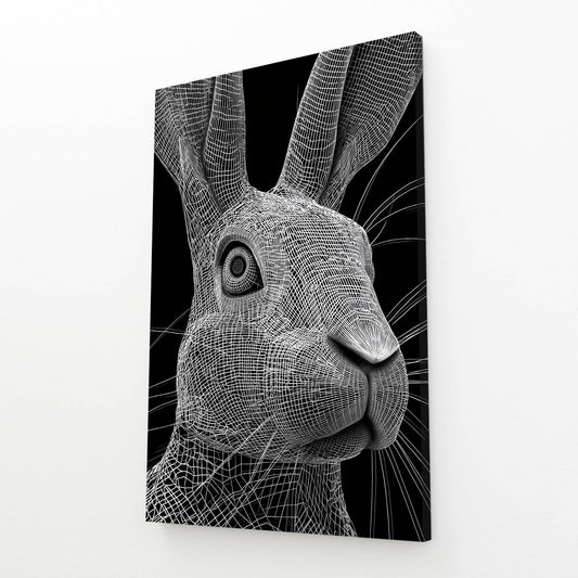 Bunny Wall Art – angled canvas view on white background