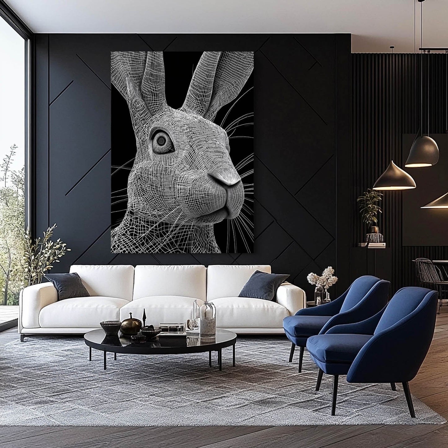 Bunny Wall Art – angled canvas view on white background
