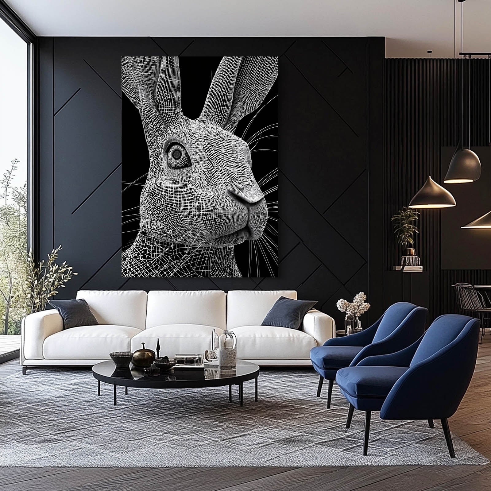 Bunny Wall Art – angled canvas view on white background
