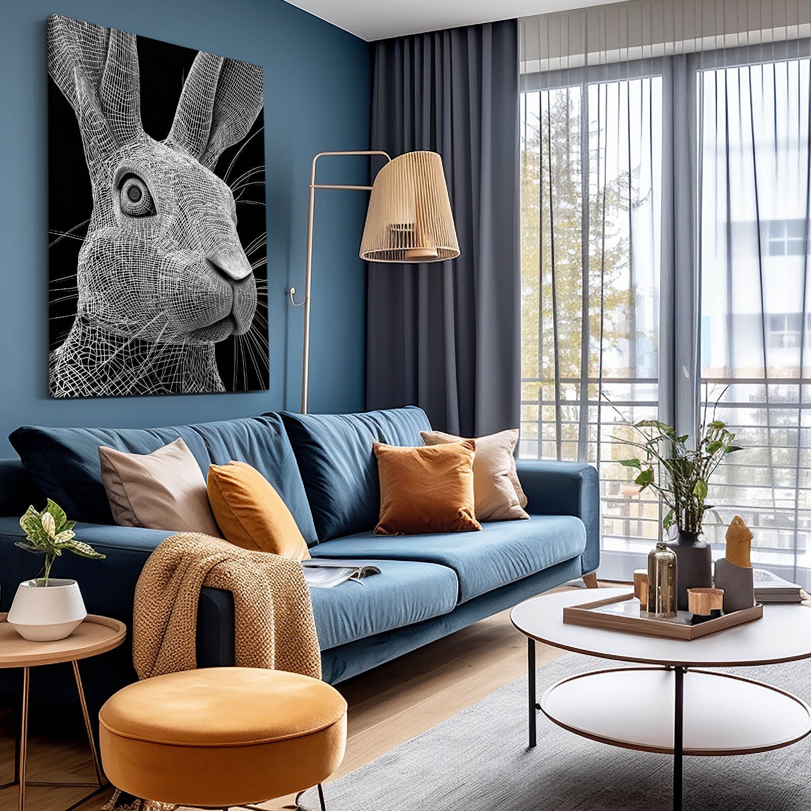 Bunny Wall Art – angled canvas view on white background