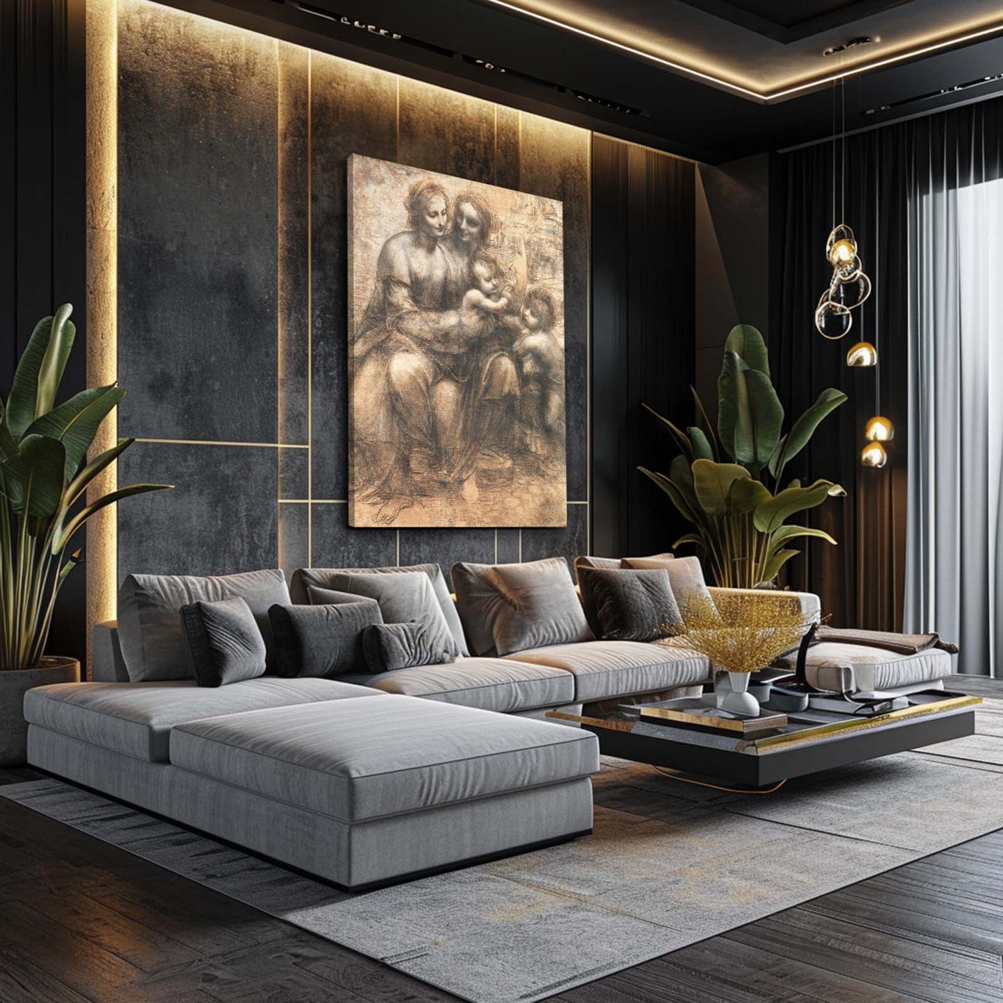 Burlington House Cartoon Da Vinci Prints – styled in a furnished interior