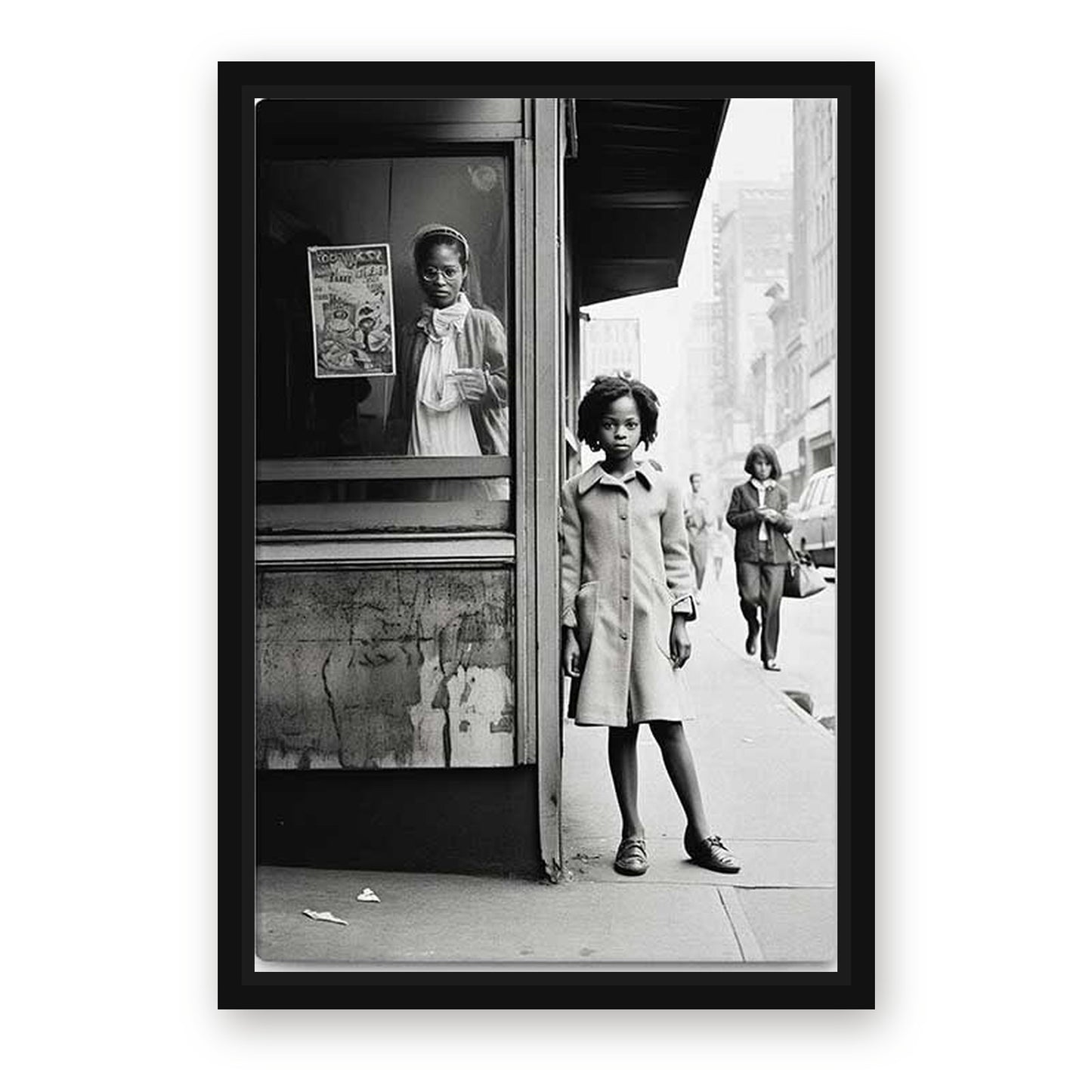 Bus Stop Black and White Photography – with Premium Black wood frame
