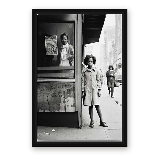 Bus Stop Black and White Photography – with Premium Black wood frame