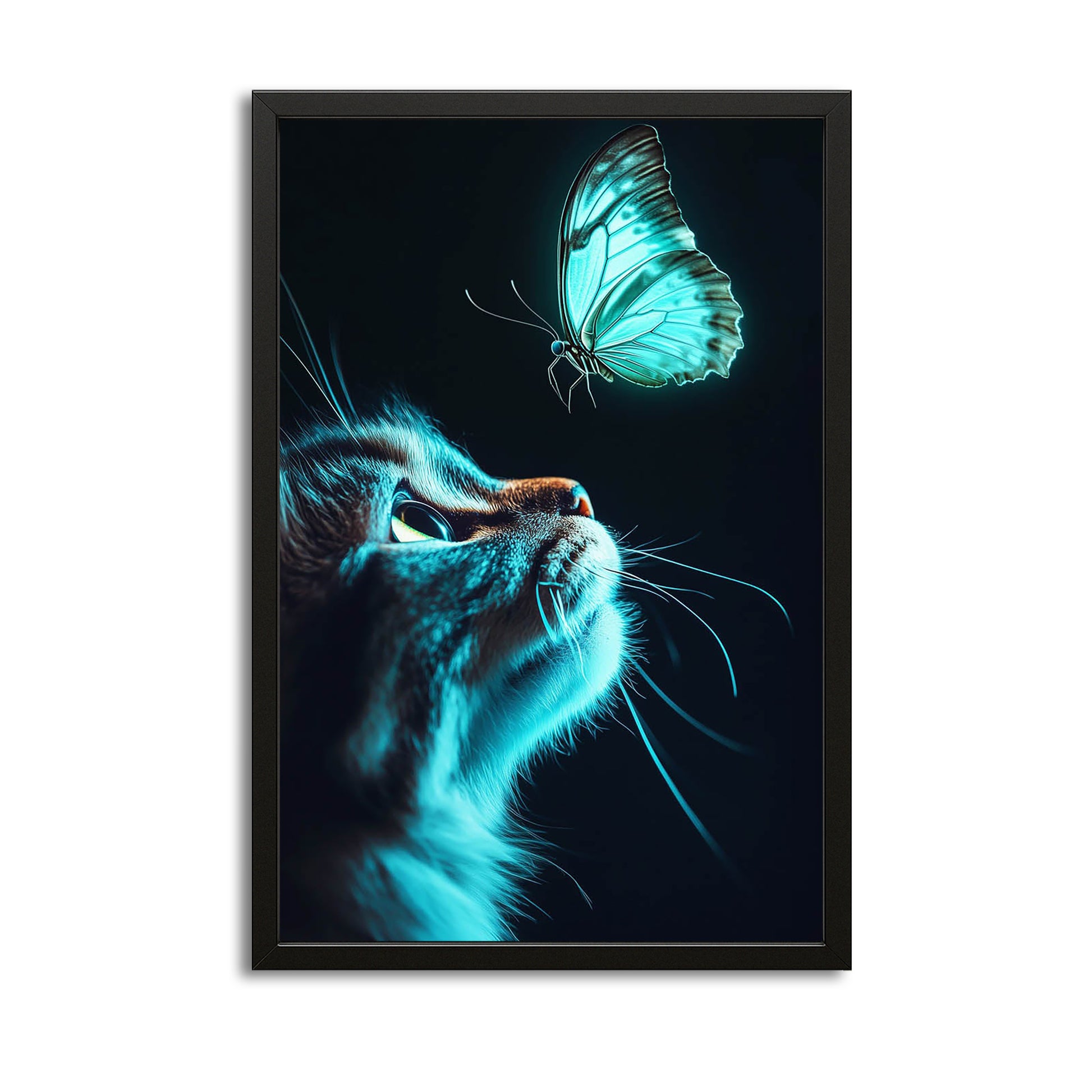 Butterfly and Cat Wall Decor – canvas print on white background