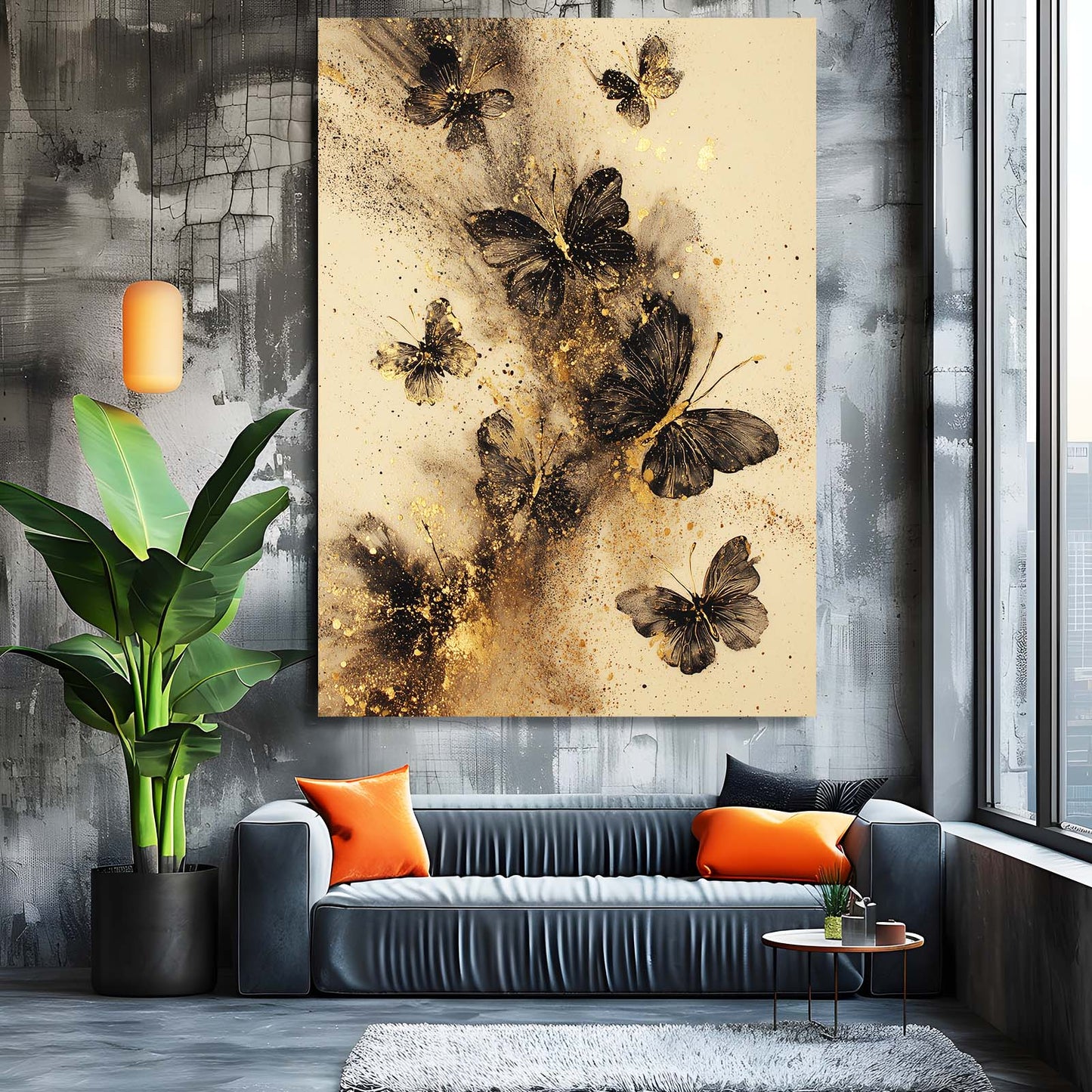 Butterfly Gold Dust Wall Art – styled in a furnished interior