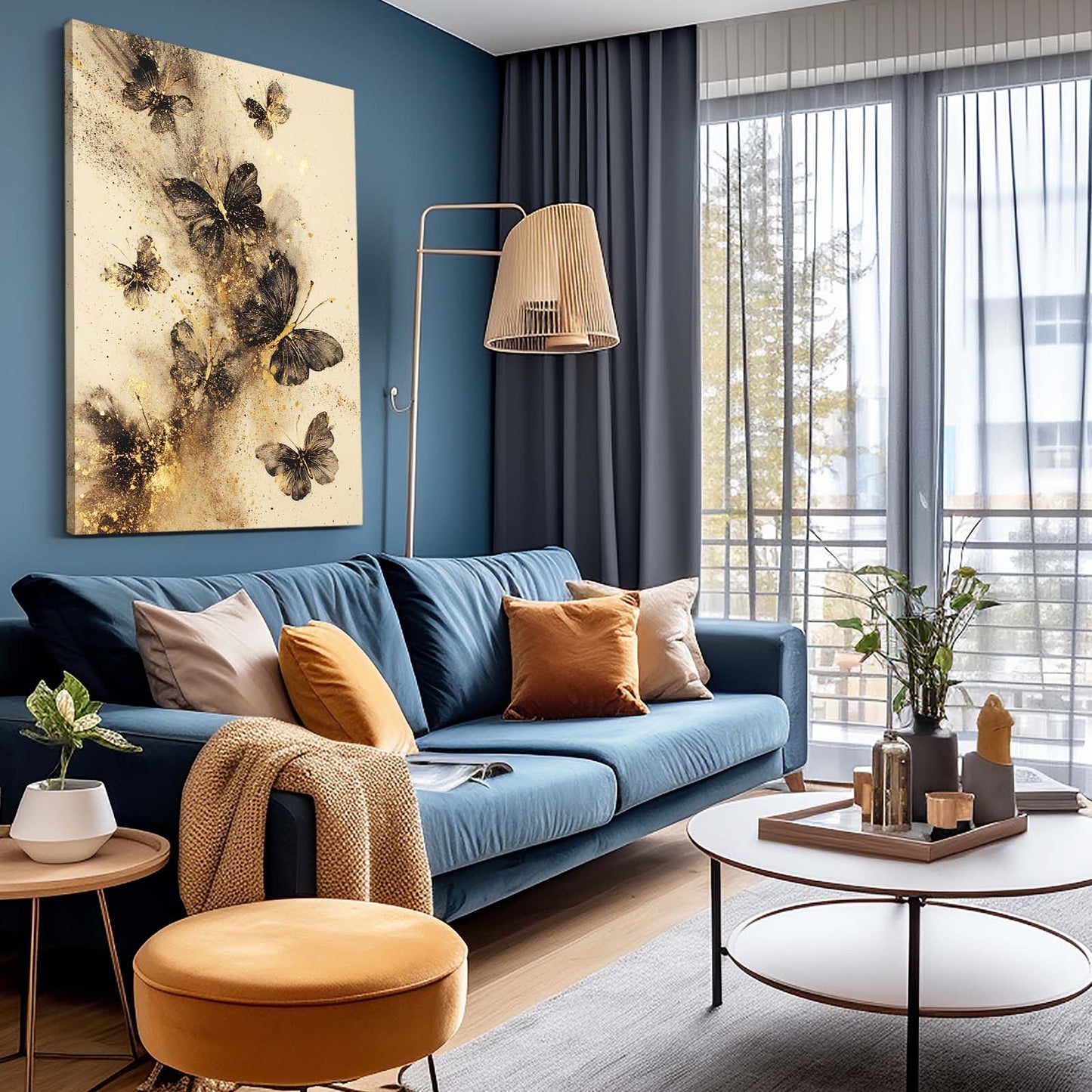Butterfly Gold Dust Wall Art – styled in a furnished interior