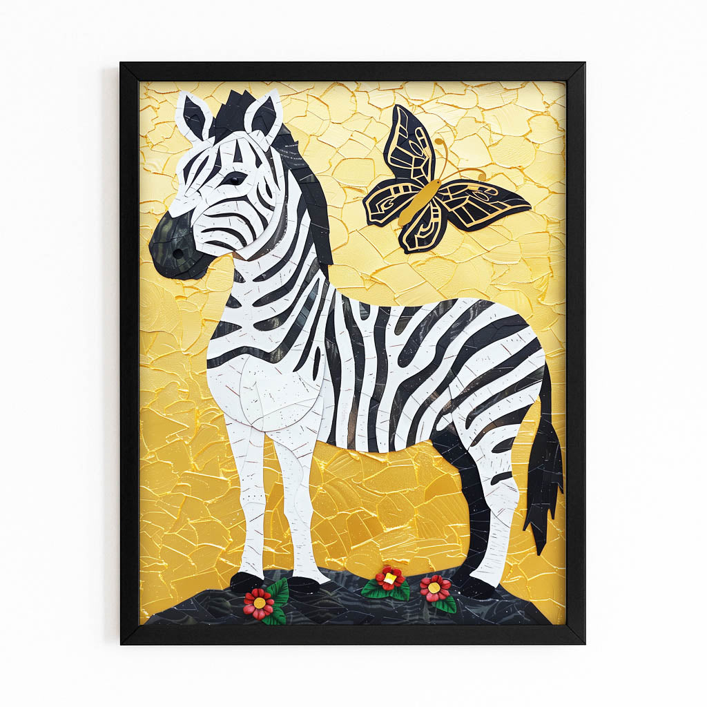 Butterfly Zebra Canvas – with Premium Black frame on white background