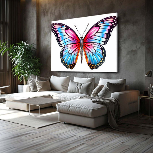Candy Color Butterfly Wall Art — digital canvas print in white tones, view 3