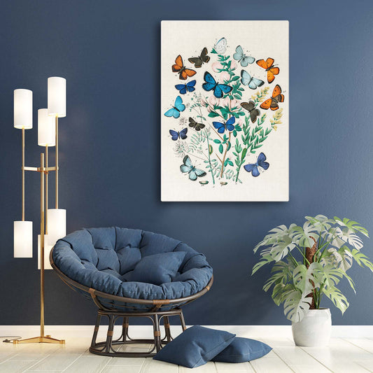 Canvas Butterfly Wall Art — botanical canvas print in white tones, view 3