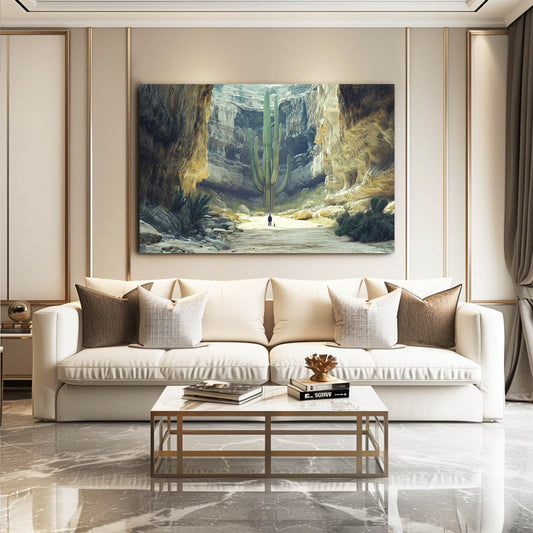 Canyon Giant Column Cactus Canvas – styled in a furnished interior