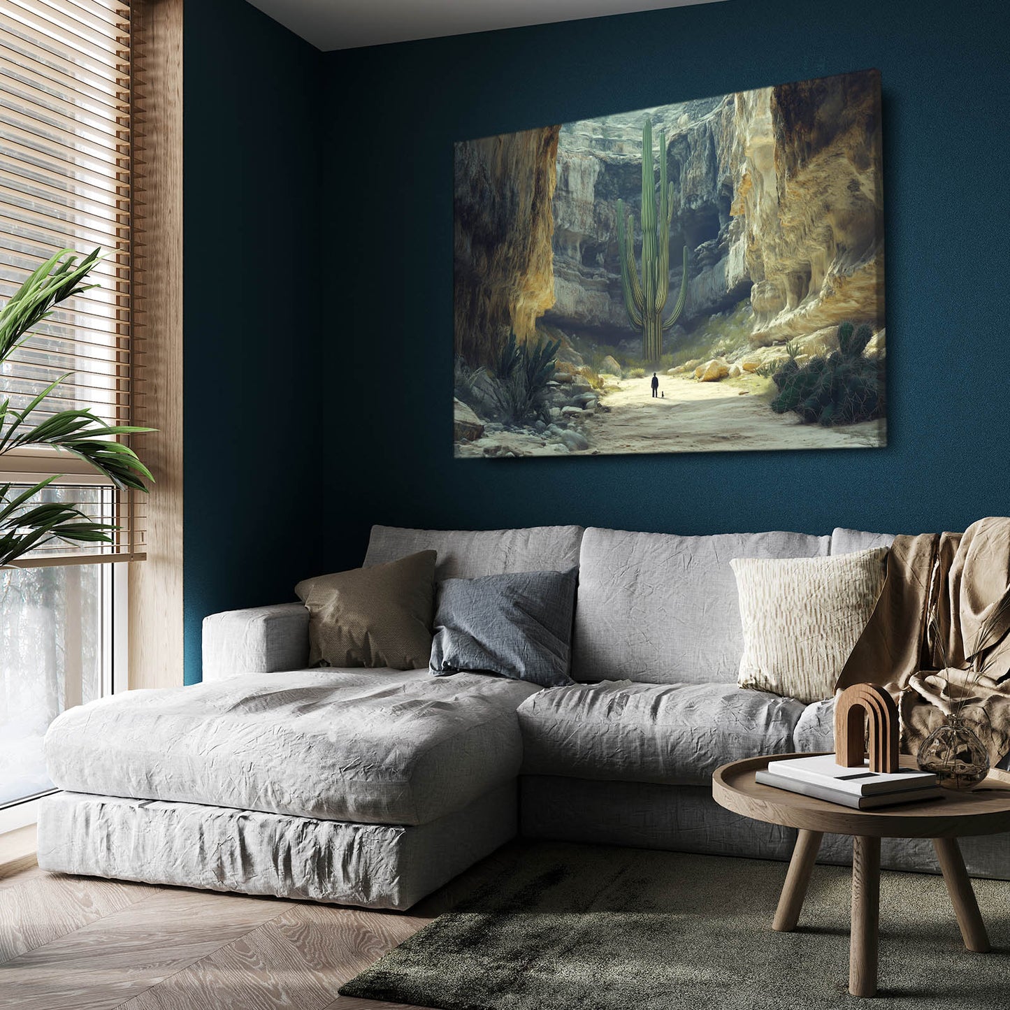 Canyon Giant Column Cactus Canvas – styled in a furnished interior