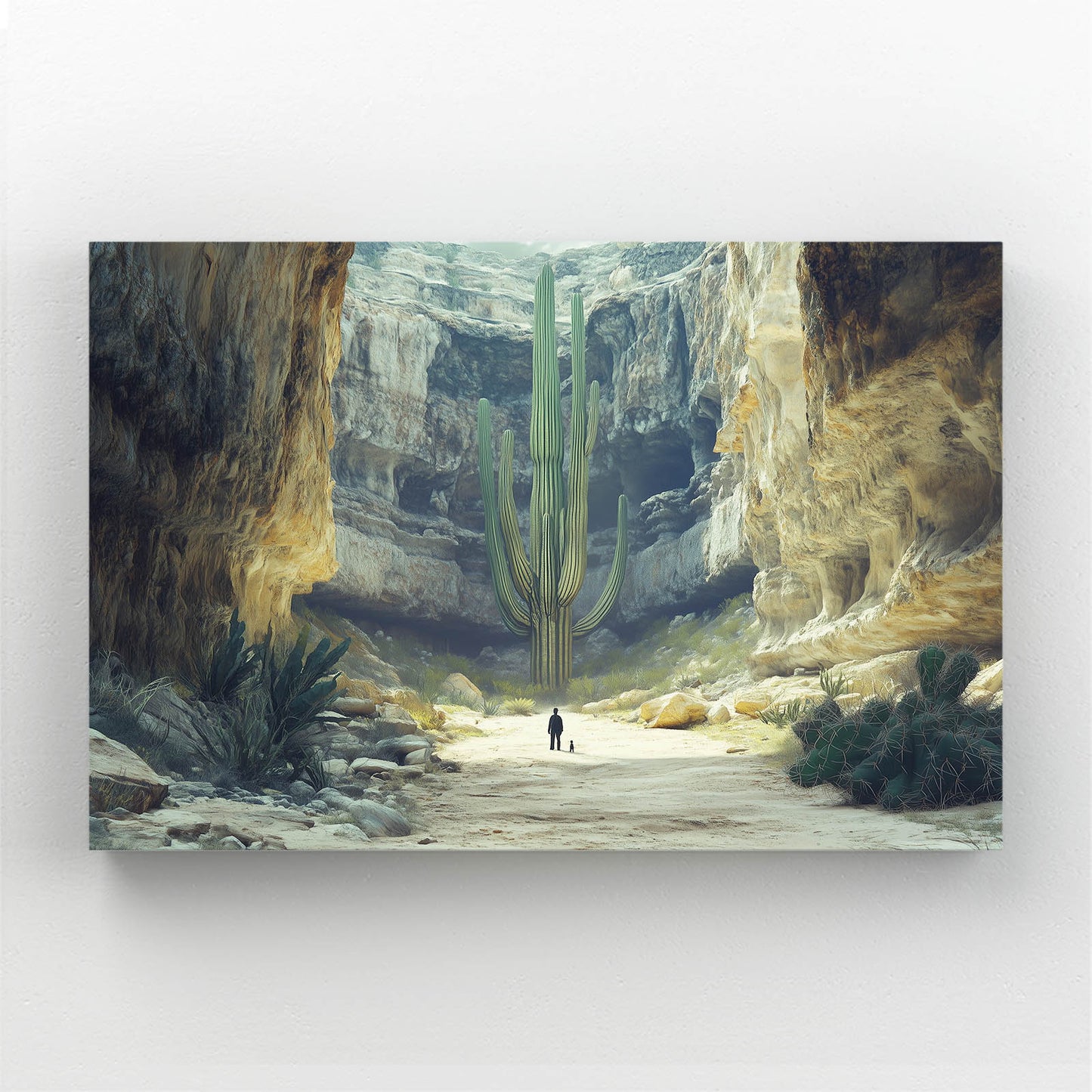 Canyon Giant Column Cactus Canvas – styled in a furnished interior