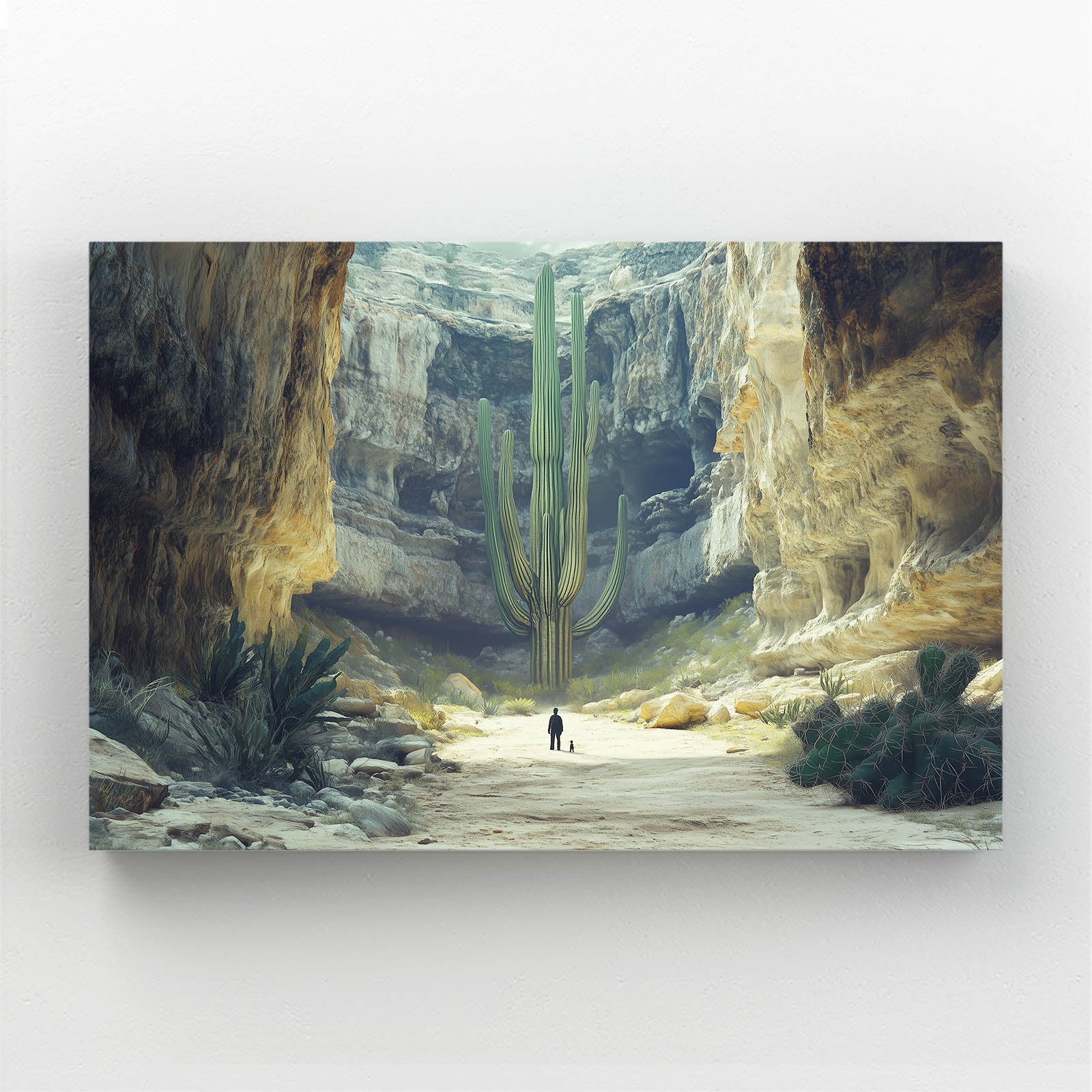 Canyon Giant Column Cactus Canvas – styled in a furnished interior