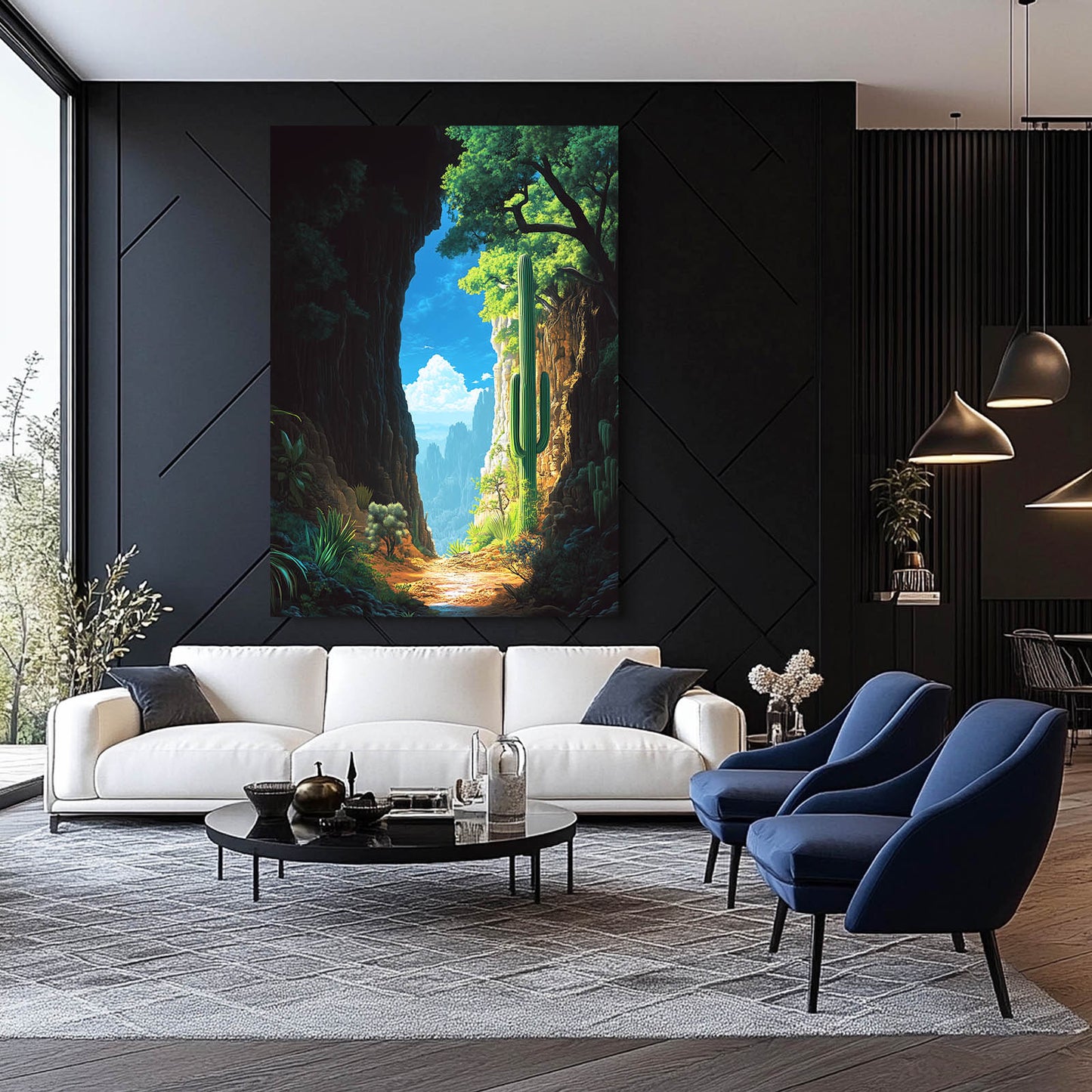 Canyon Passage Light Cactus Canvas Art – styled in a furnished interior