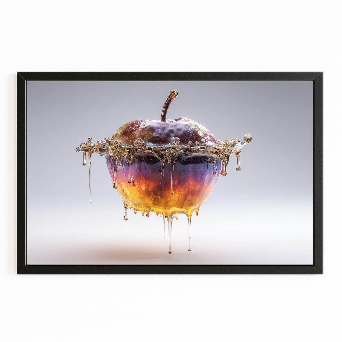 Caramel Honey Melt Apple Canvas Art – with Premium Black frame on white background